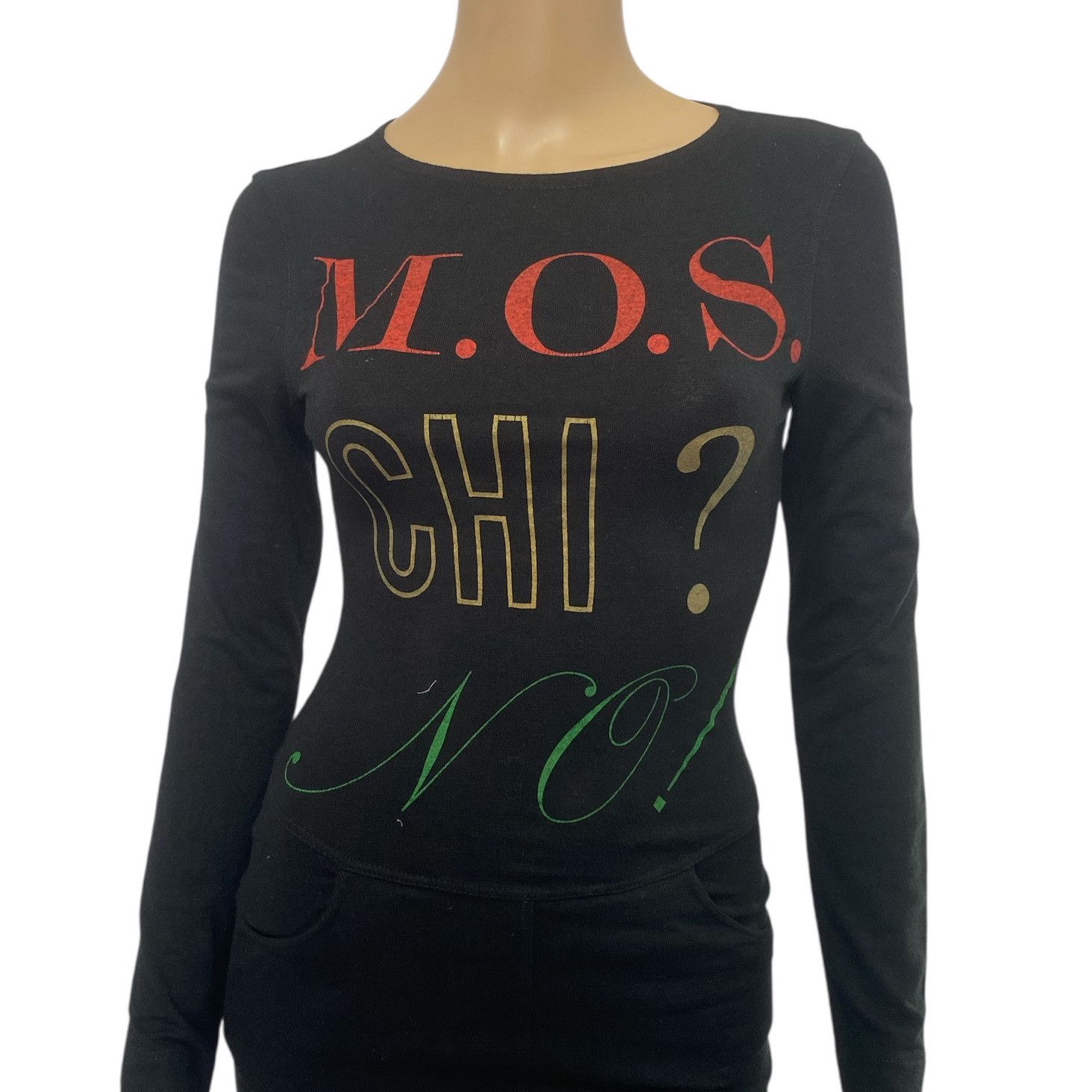 Moschino Vintage '90s Black Logo Printed Bodycon Dress Size M / US 6-8 / IT 42-44 - 5 Thumbnail