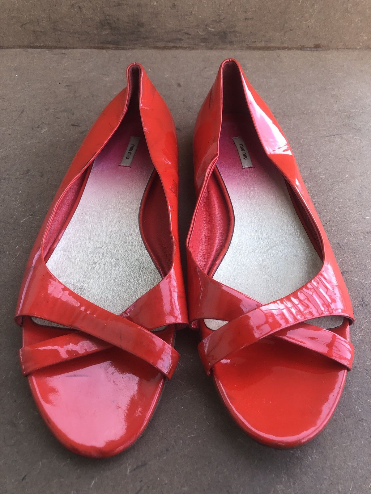 Miu Miu MIU MIU red Flat Leather Shoes Size 40 Size US 9 / IT 39 - 1 Thumbnail