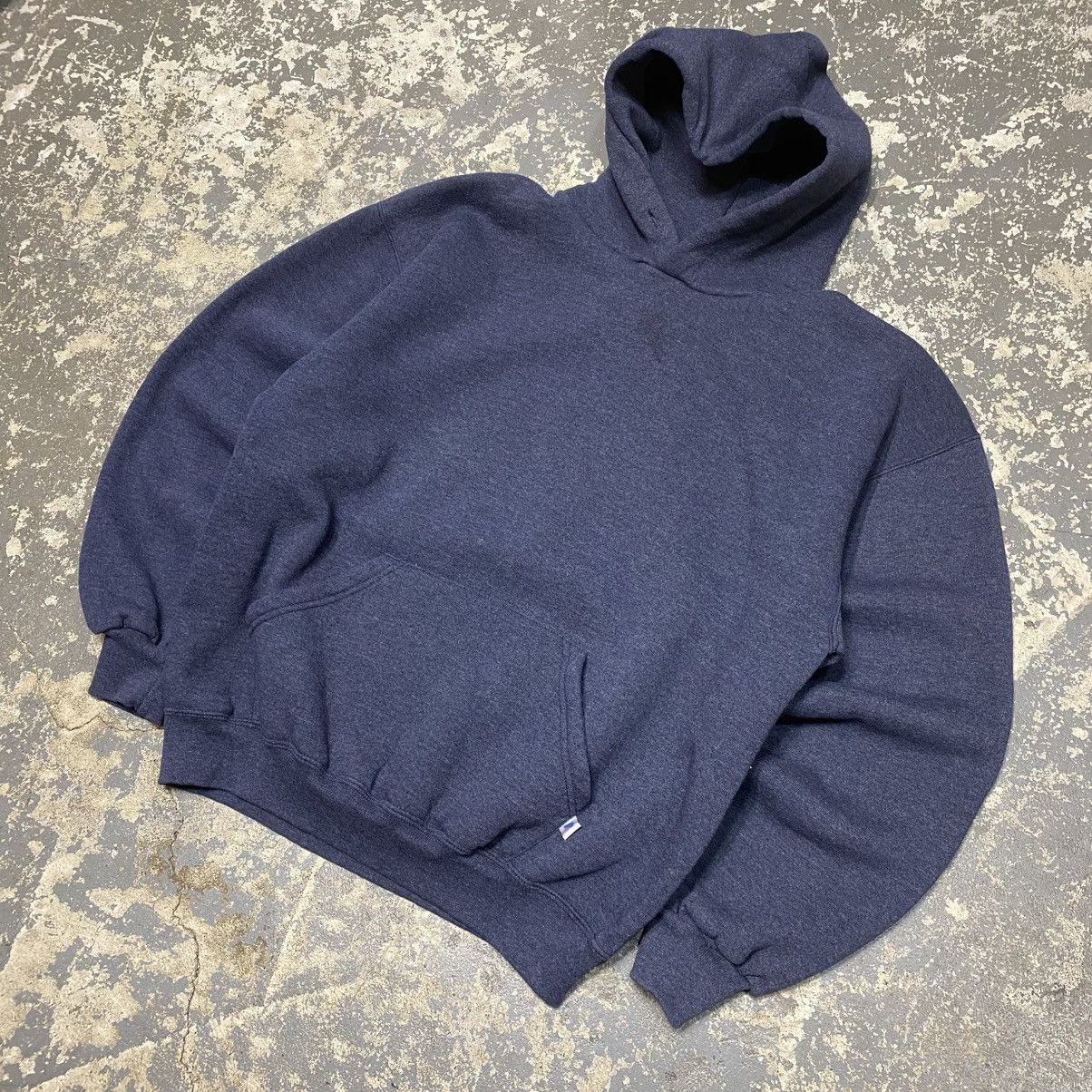 Russell Athletic × Vintage Vintage Russell Athletic Grey/Navy Blank Boxy Hoodie Size US L / EU 52-54 / 3 - 2 Thumbnail