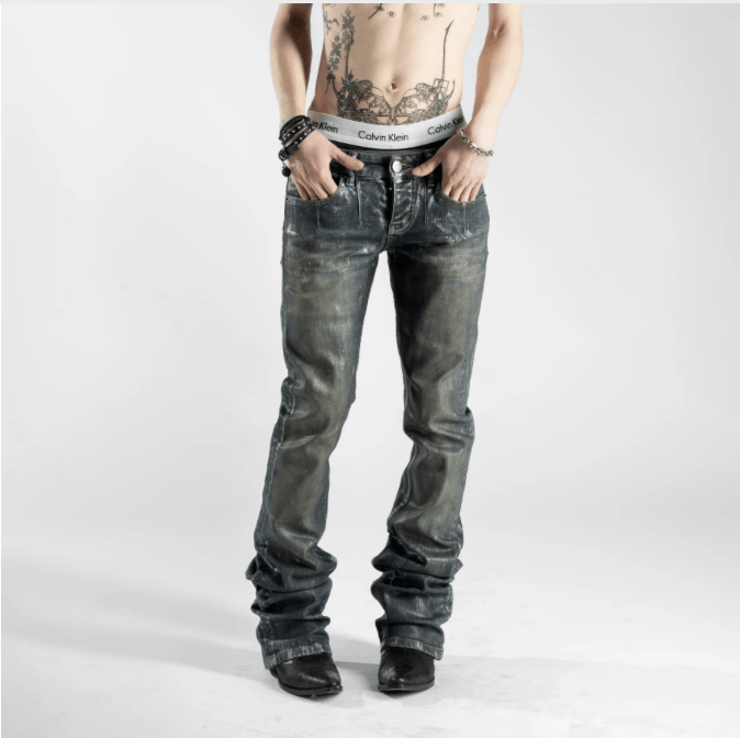 Other Lamentist - SKINNY BOOTCUT WAX WASHED JEANS IN INDIGO DENIM Size US 26 / EU 42 - 1 Thumbnail