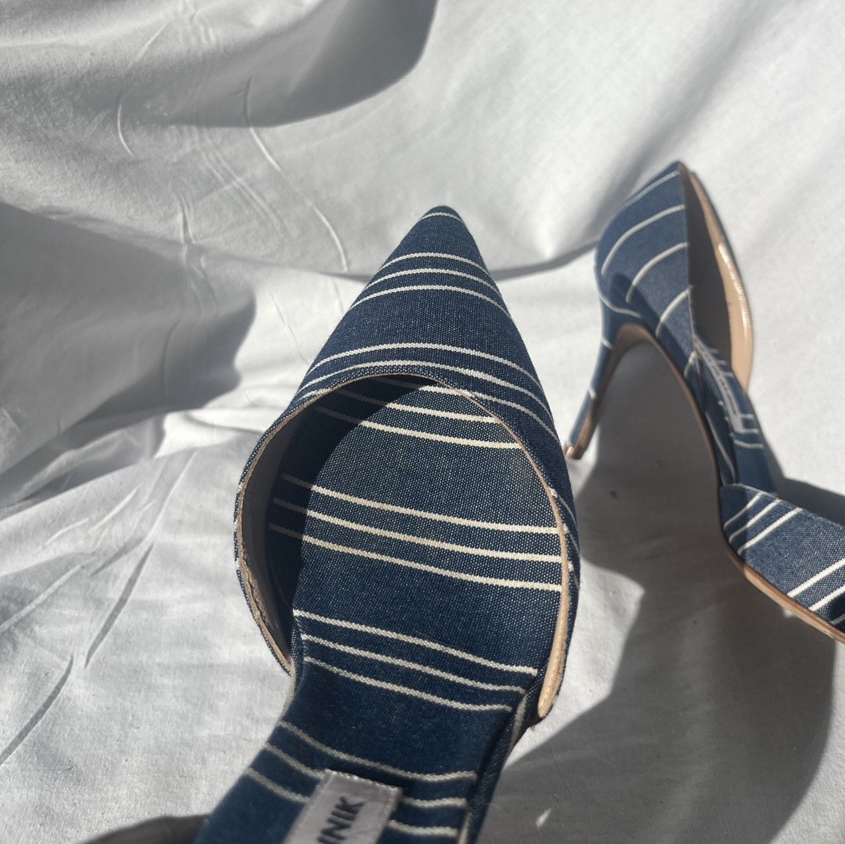 Manolo Blahnik Striped canvas slip on pumps Size US 10 / IT 40 - 6 Thumbnail