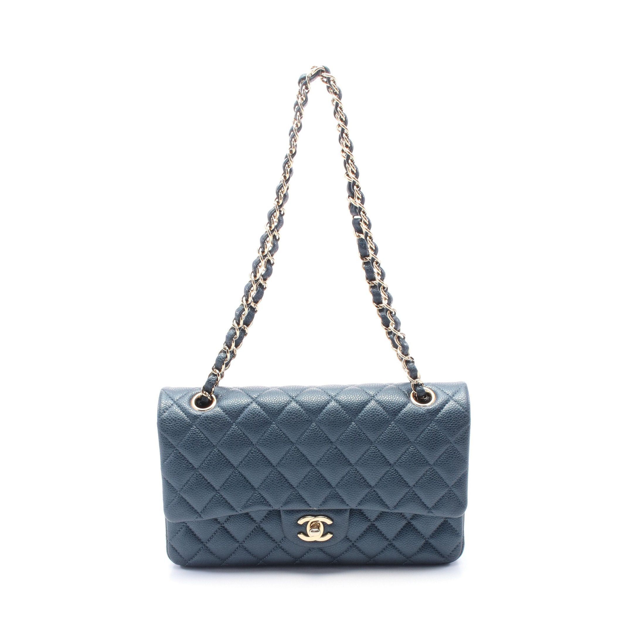Chanel Chanel Matelasse Double Flap Chain Shoulder Bag Caviar Skin Dark Blue Gold Hardware Size ONE SIZE - 1 Thumbnail