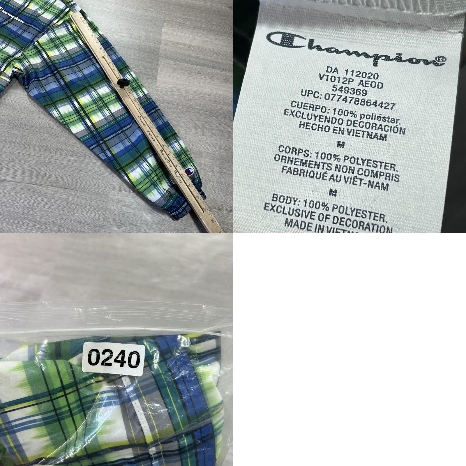 Champion Champion Windbreaker Jacket Mens M Blue Plaid Hooded 1/2 Zip Lightweight Pockets Multicolor Athletic Size US M / EU 48-50 / 2 - 8 Thumbnail