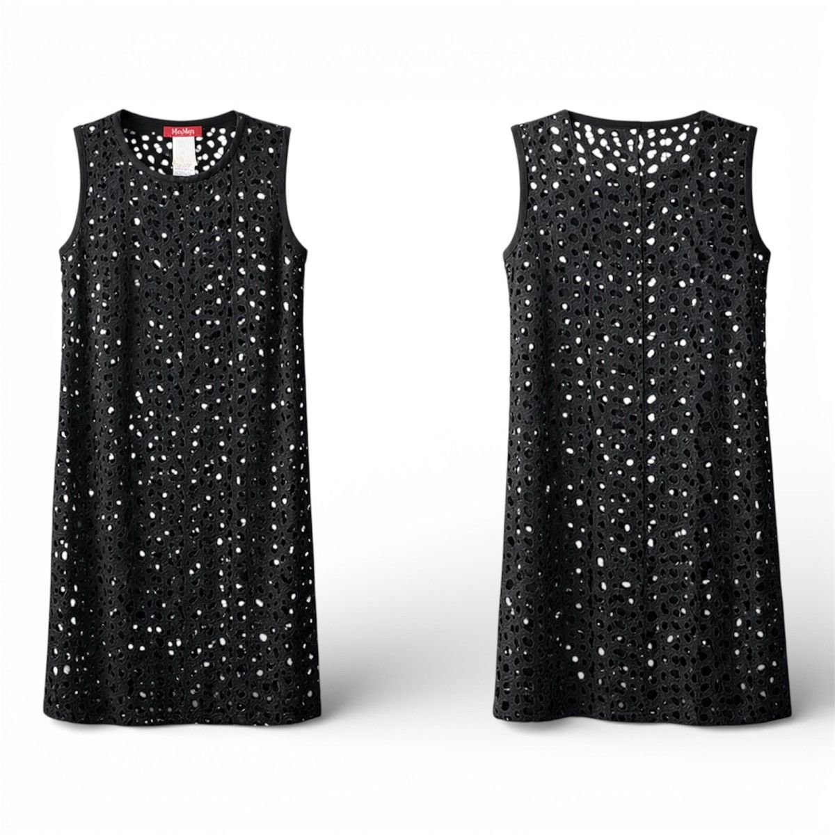 Max Mara MAX MARA STUDIO BLACK OPENWORK SLEEVELESS BOXY STYLE DRESS Size M / US 6-8 / IT 42-44 - 2 Thumbnail