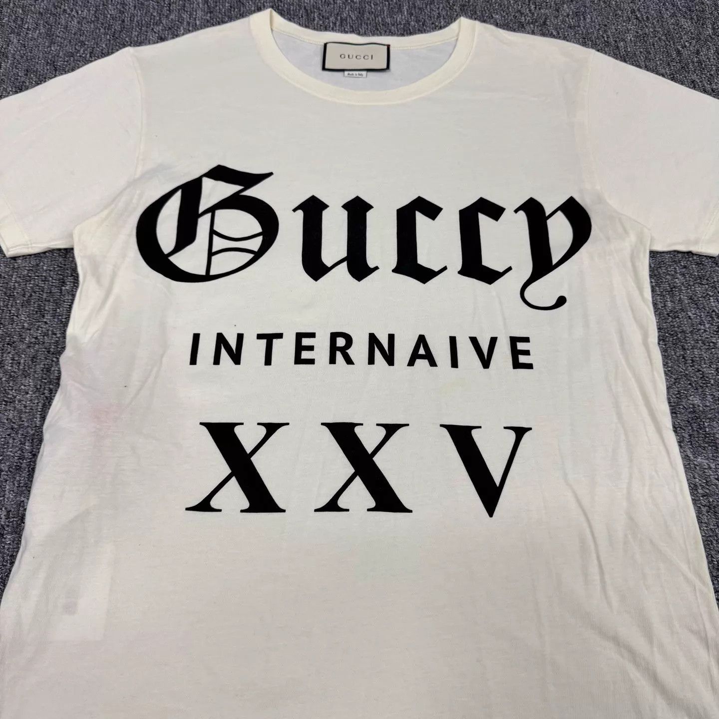 Gucci Gucci Ivory GG logo print crew short-sleeve tee S Size US S / EU 44-46 / 1 - 5 Thumbnail