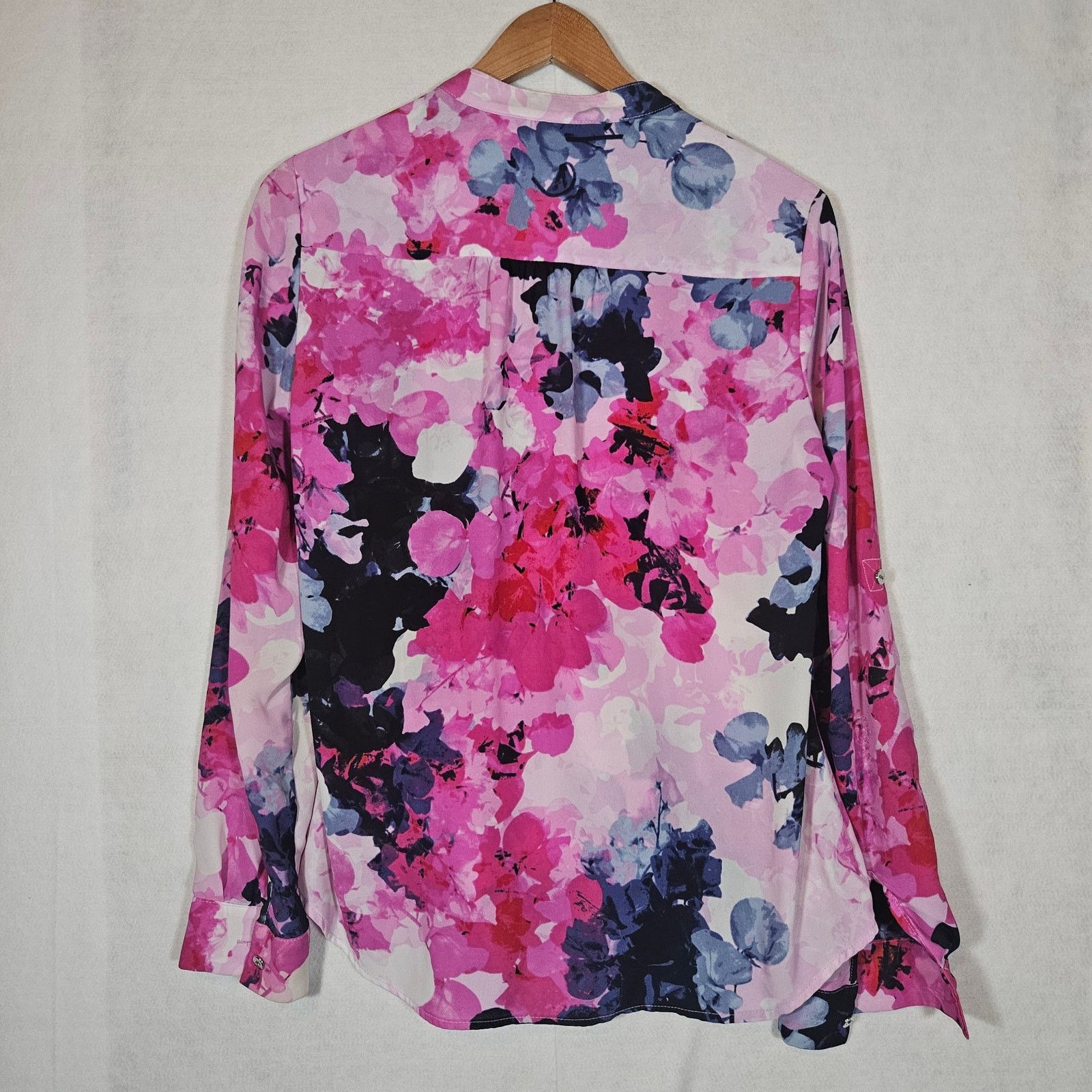 Alfani Alfani Pink Floral Layered Long Sleeve Blouse Size M / US 6-8 / IT 42-44 - 7 Thumbnail