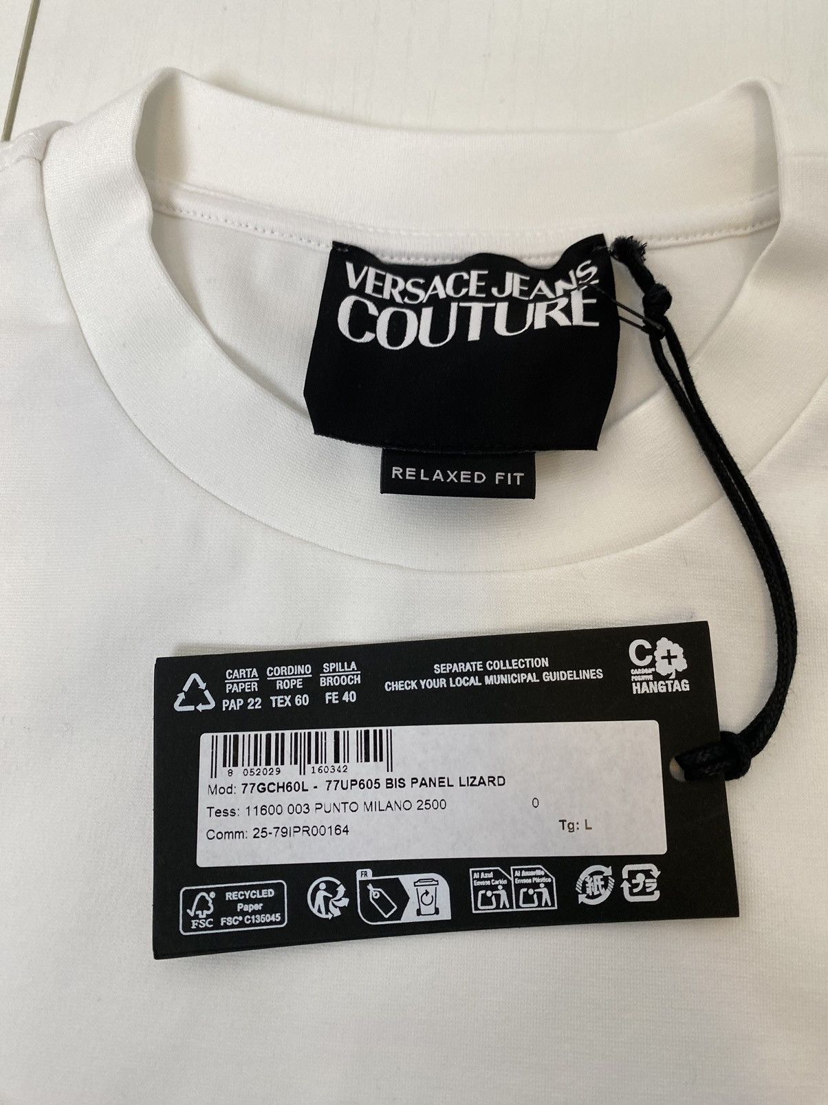 Versace Jeans Couture Versace Jeans Couture Bis Panel Lizard T-shirt, L whit, new Size US L / EU 52-54 / 3 - 6 Thumbnail