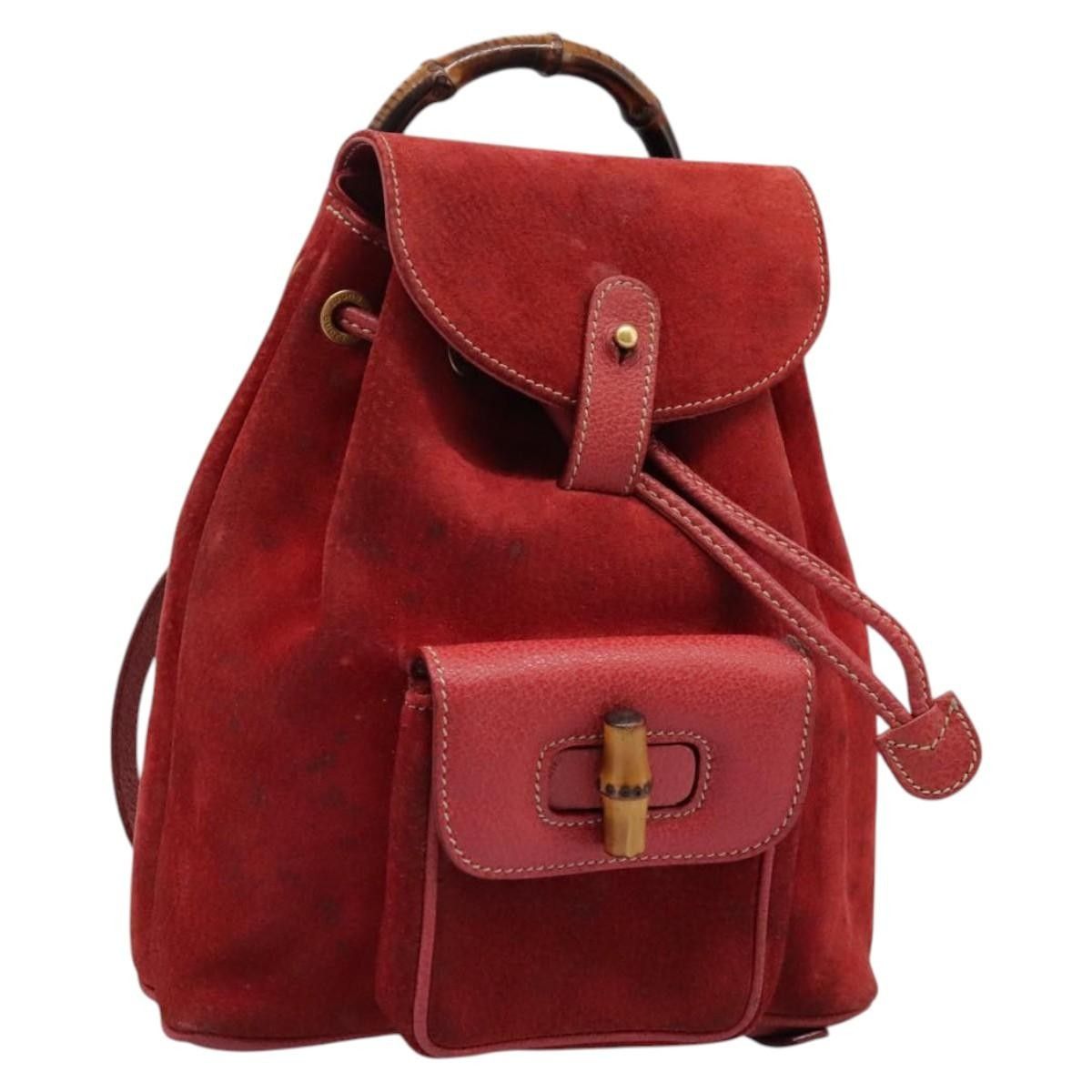 Gucci Gucci Vintage Bamboo Backpack Suede Size ONE SIZE - 1 Thumbnail