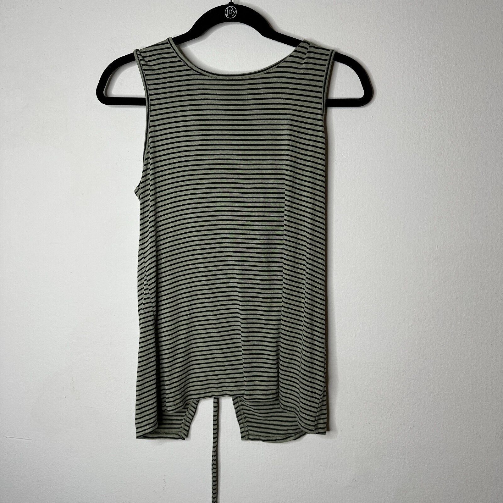 Other Peyton Jensen Olive & Black Strip Lace UpSleeveless Tank Top Size XS / US 0-2 / IT 36-38 - 10 Thumbnail