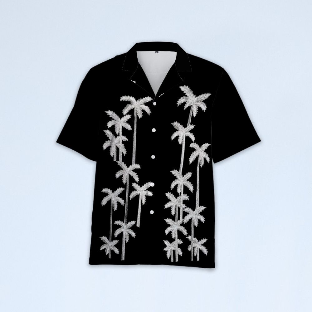Designer Men's Black Palm Tree Casual Shirt Size US S / EU 44-46 / 1 - 1 Thumbnail