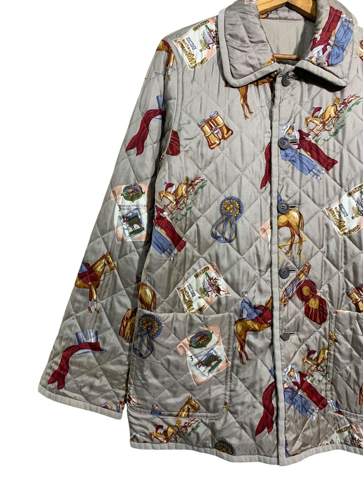 Burberry 🔥VTG BURBERRY EQUESTRIAN GRAPHIC PRINT QUILTED JACKET Size US M / EU 48-50 / 2 - 2 Thumbnail