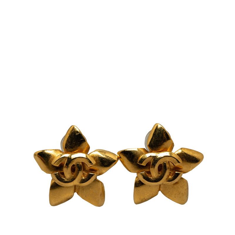 image of Chanel Cc Star Clip On Earrings in Gold, Women's