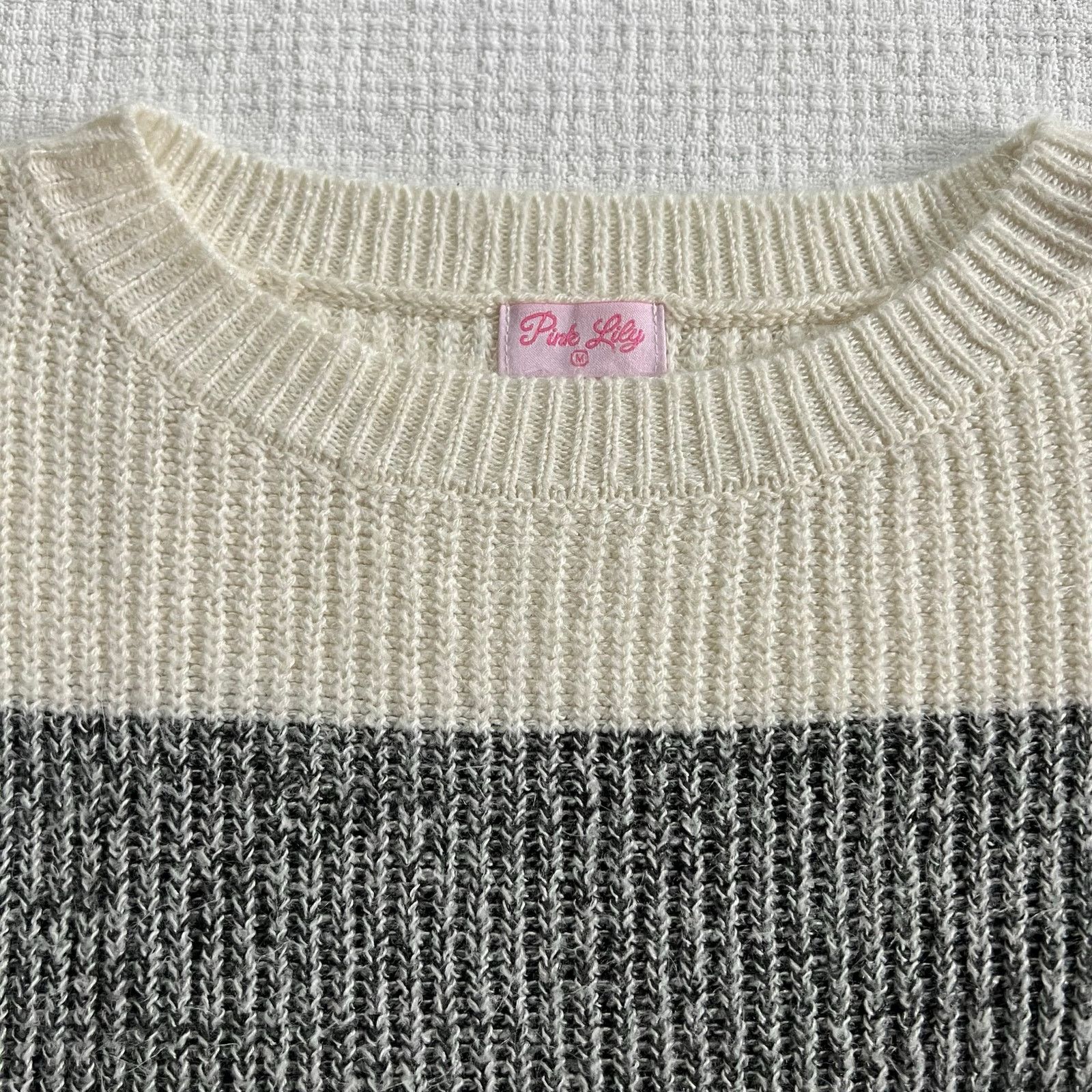Other Pink Lily Color Block Ribbed Sweater Womens M Balloon Sleeve Size M / US 6-8 / IT 42-44 - 4 Thumbnail