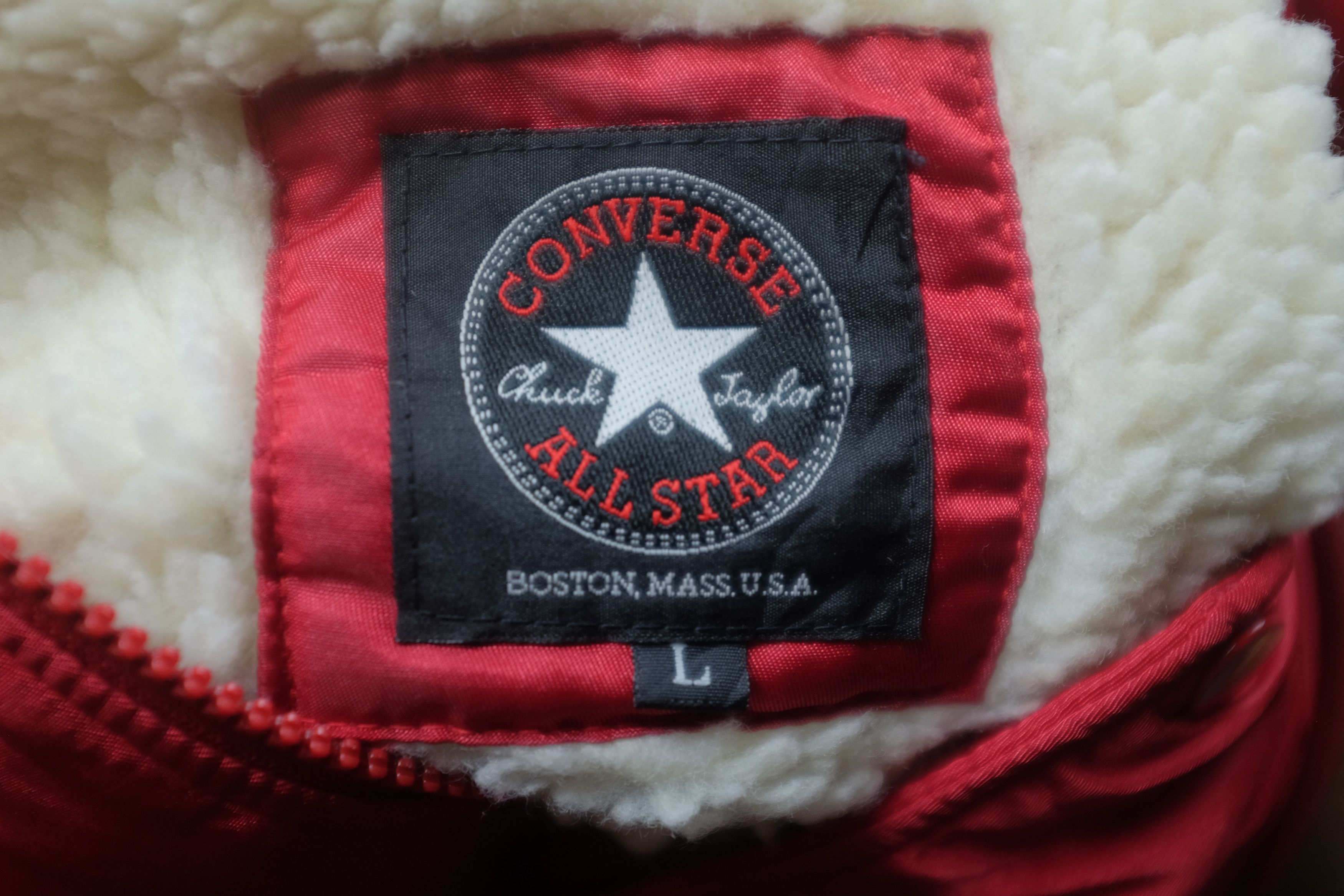 Converse Converse Bombers Sherpa Lining Hoodie Big Logo Jacket Red Size US L / EU 52-54 / 3 - 7 Thumbnail