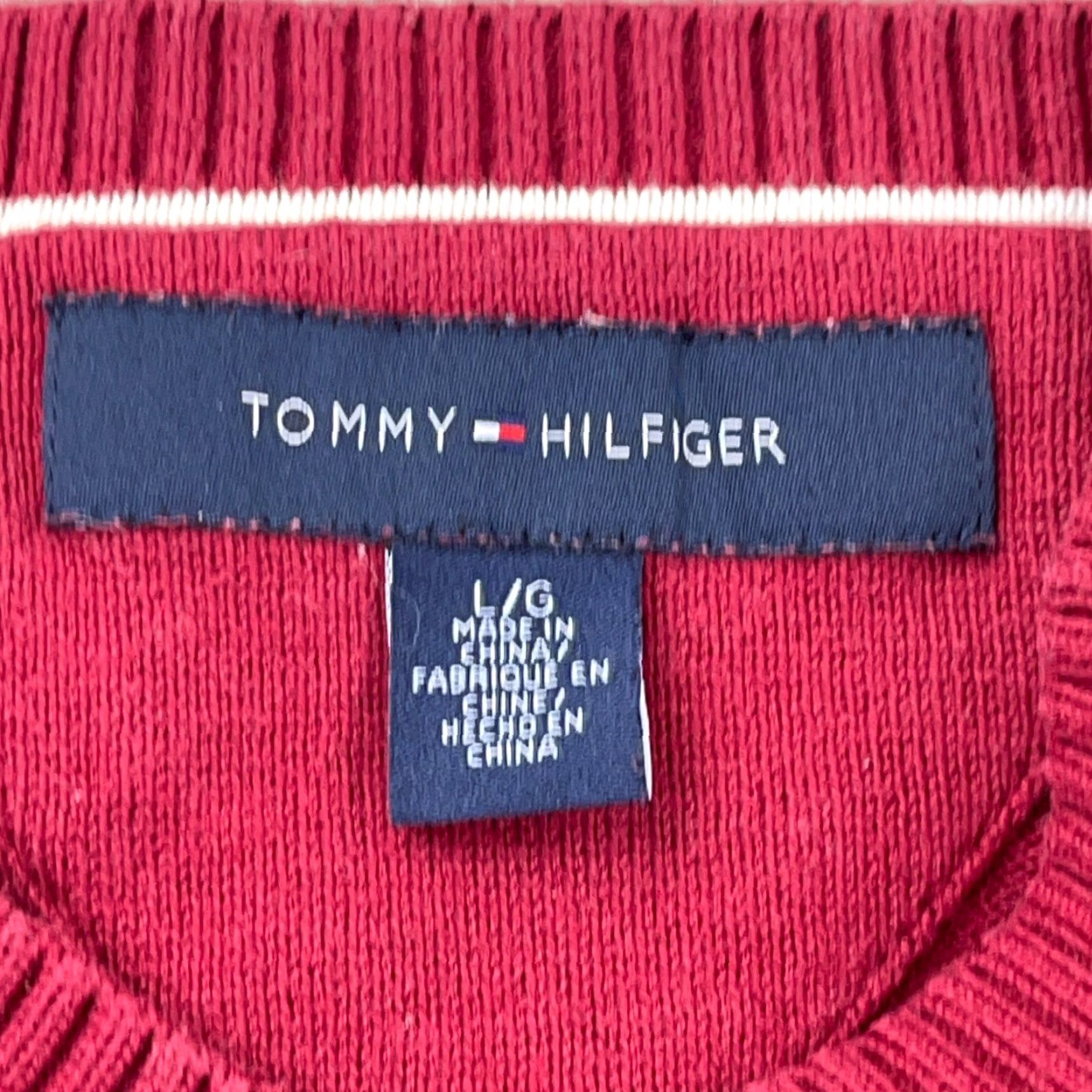 Tommy Hilfiger Tommy Hilfiger Sweater Men Large Red Blue V-Neck Knit Pullover Diamond Golf Soft Knit Shirt Mens Size US L / EU 52-54 / 3 - 4 Thumbnail