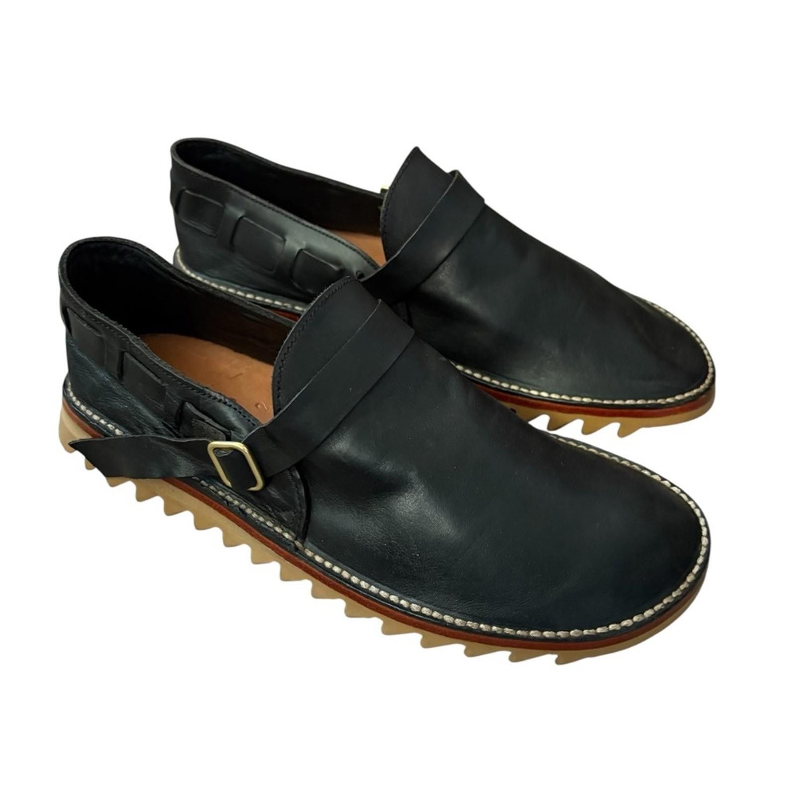 Other Unmarked Handcrafted Stitch Down Black Leather Loafers Size US 12 / EU 45 - 1 Thumbnail