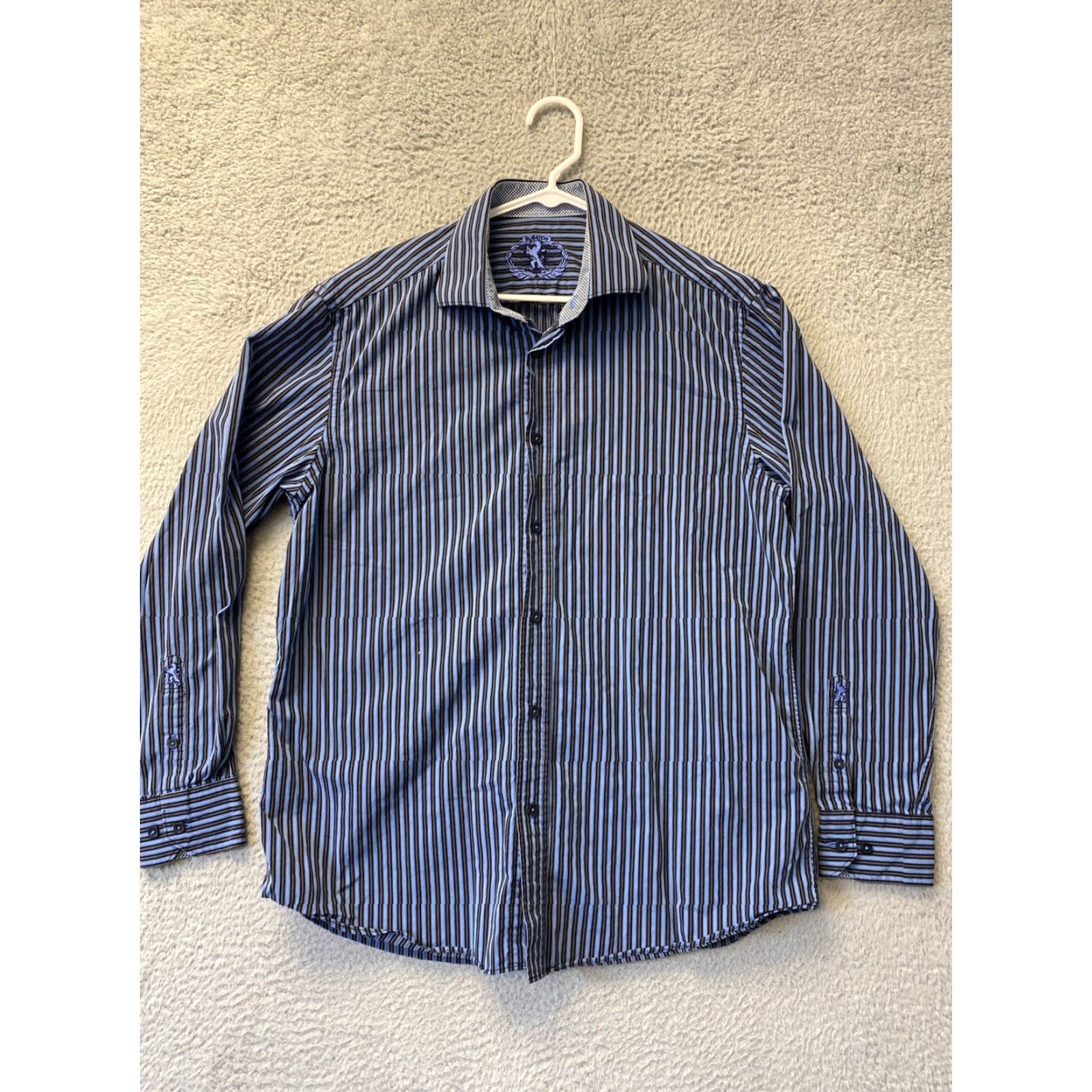 BUGATCHI VINTAGE Bugatchi Uomo Shirt Long Sleeve Button-Up Men’s Large Blue Striped Modern Size US L / EU 52-54 / 3 - 2 Thumbnail