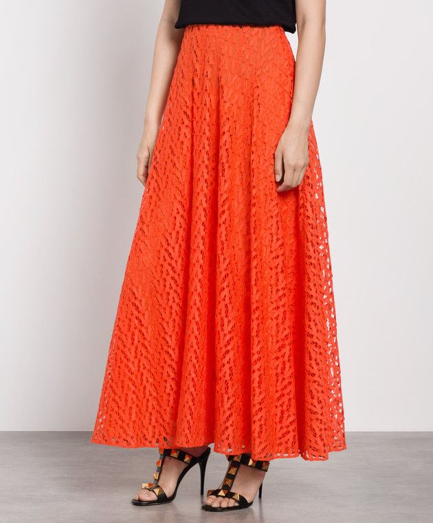 Valentino o1y0326 Maxi Skirt in Orange Size 27" / US 4 / IT 40 - 3 Thumbnail