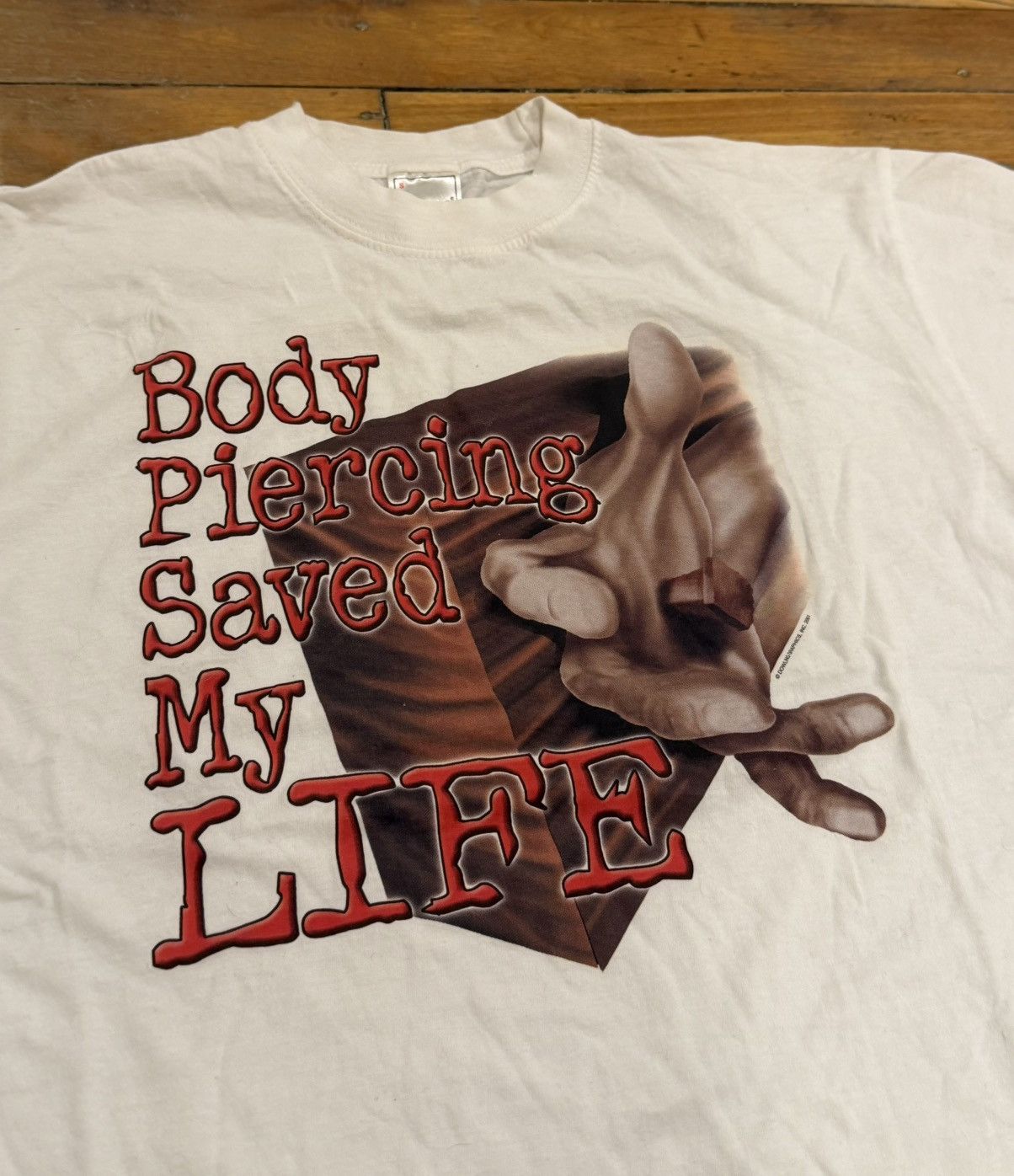 Vintage jesus body piercing saved my life white tee