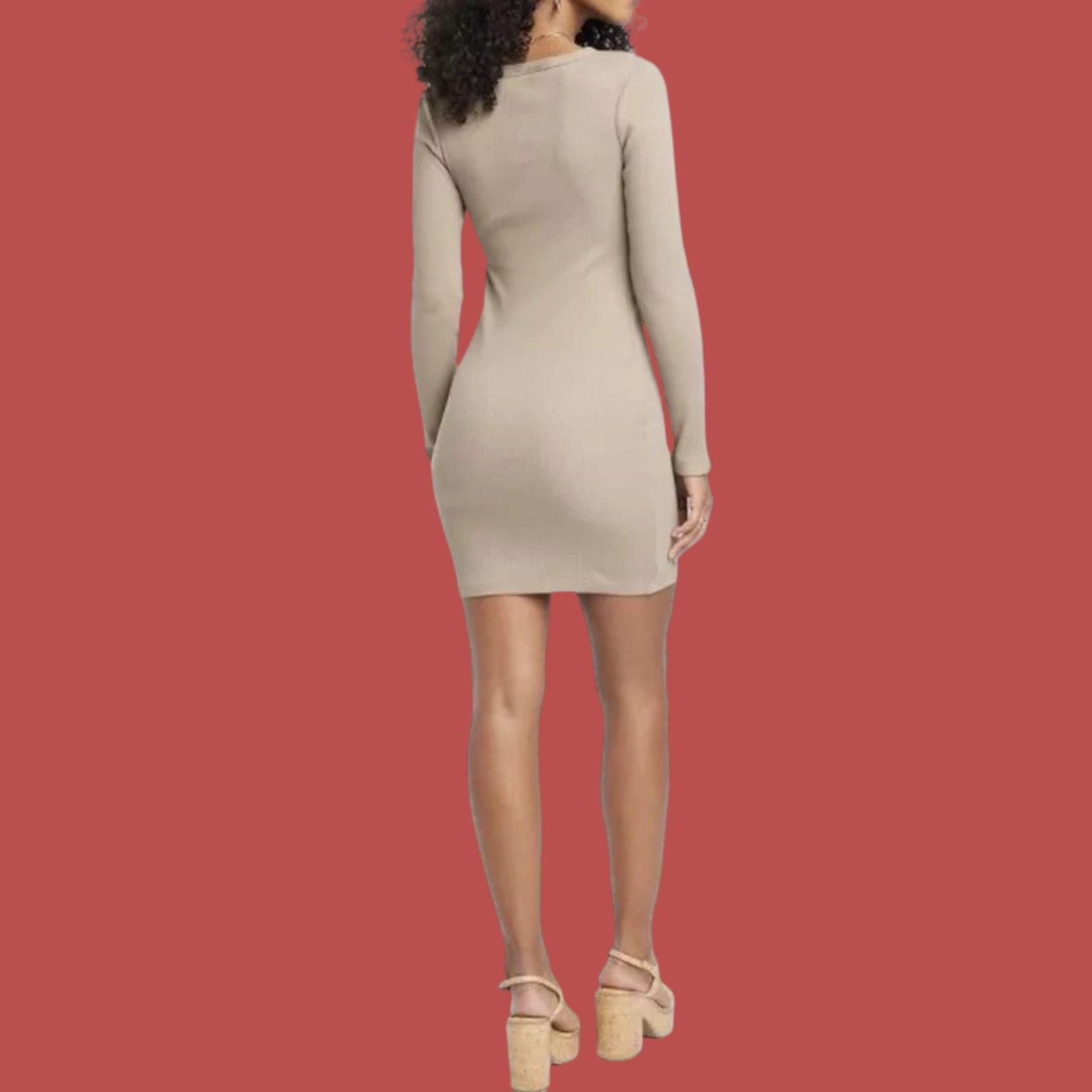 Other Universal Thread - Women's Long Sleeve Ribbed Knit Bodycon D Size XL / US 12-14 / IT 48-50 - 2 Thumbnail