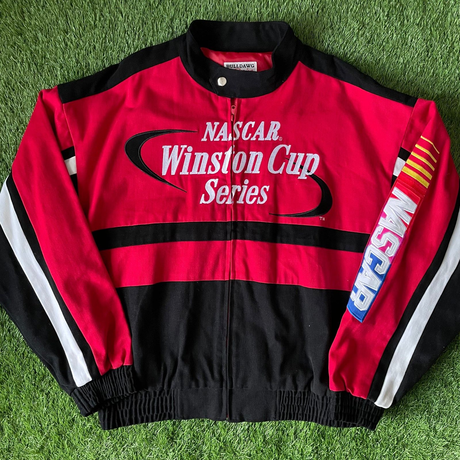 image of Chase Authentics Vintage Nascar Winston Cup Finals Race Jacket in Red, Men's (Size XL)