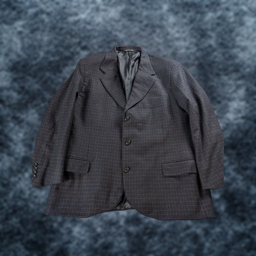 Canali Blazer Wool Cashmere Blue Check Mens 44 Regular