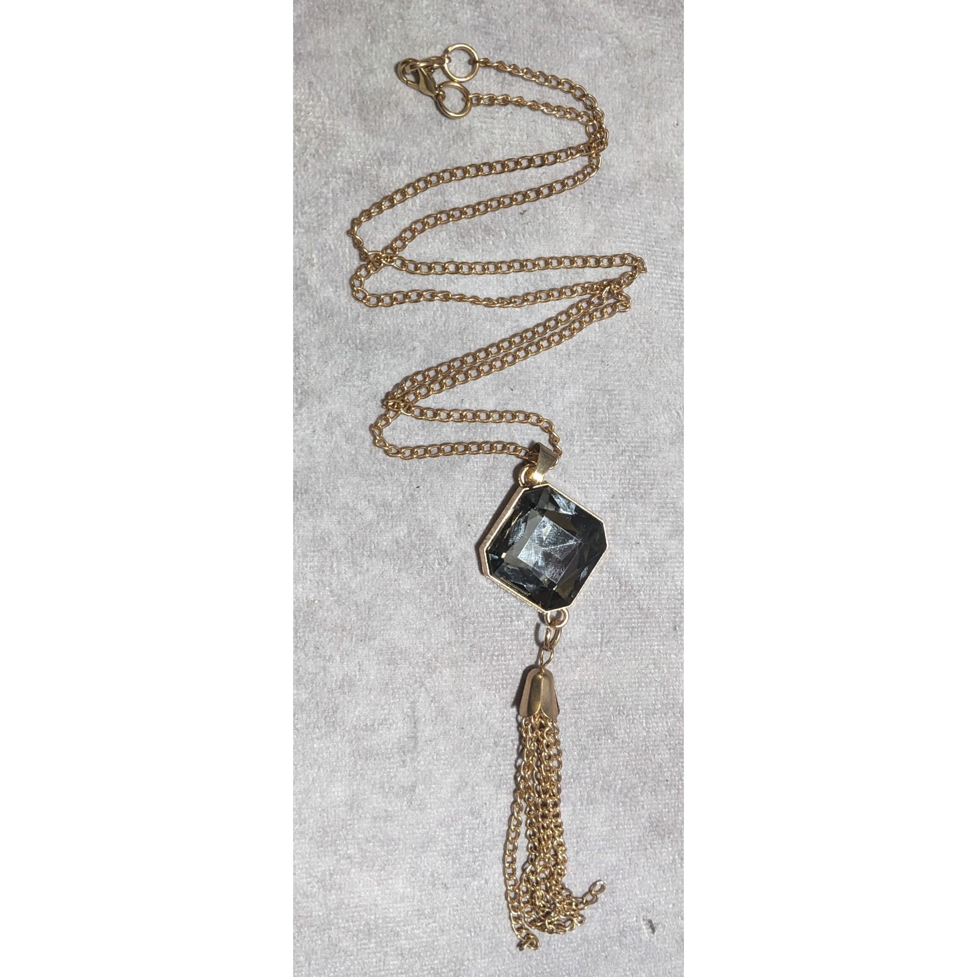 Other Gold Chain Necklace With Crystal Pendant & Tassel Size ONE SIZE - 8 Thumbnail