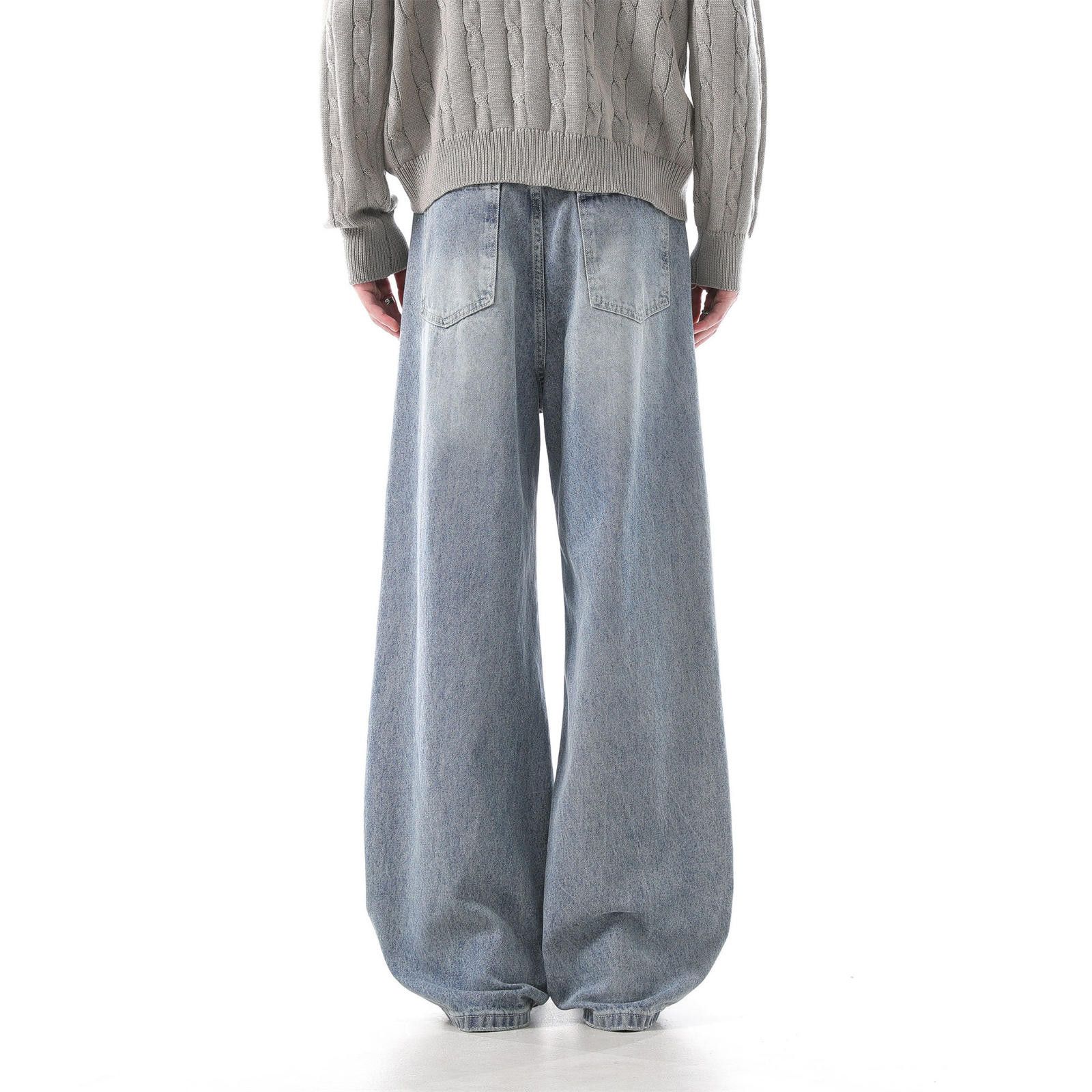 Vintage Light Blue Distressed Wide Leg Denim Jeans, Baggy Fit Size US 30 / EU 46 - 3 Thumbnail
