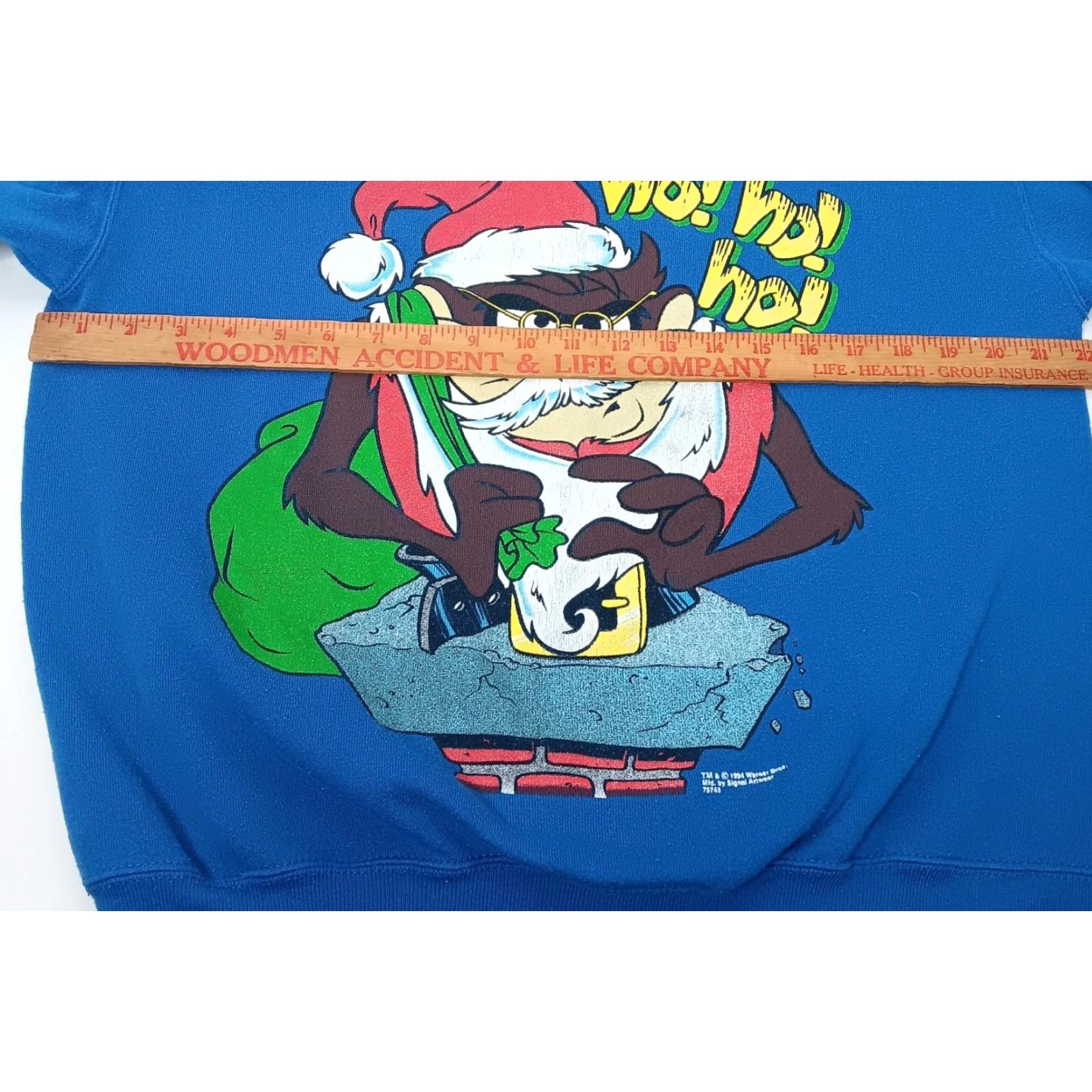 Tultex VINTAGE Tultex Looney Tunes Christmas Taz Sweatshirt L Blue Ho Ho Ho Cartoon Mens Size US L / EU 52-54 / 3 - 4 Thumbnail