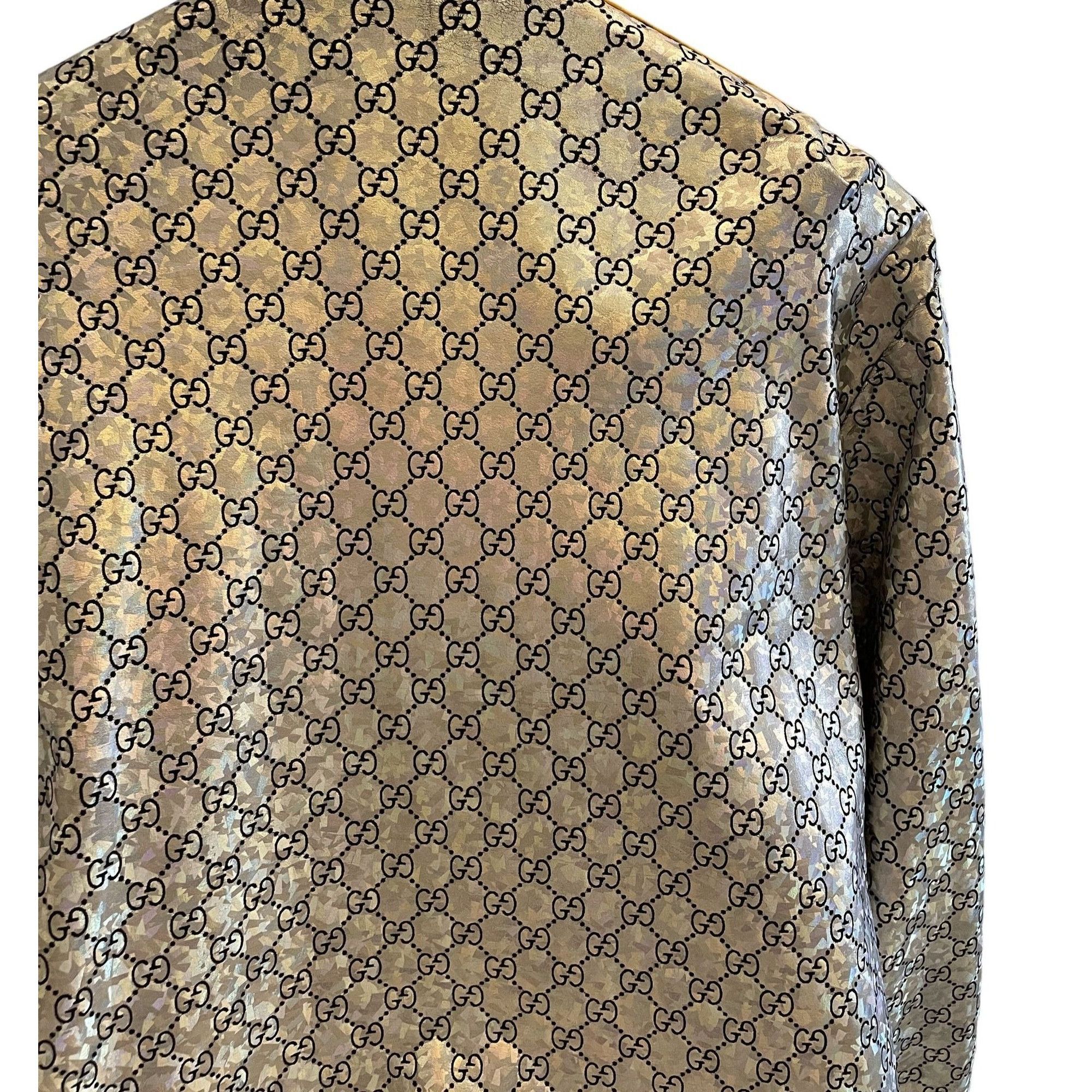 Gucci Gucci Monogram Metallic Gold Full-Zip Track Jacket With Stri Size US L / EU 52-54 / 3 - 3 Thumbnail