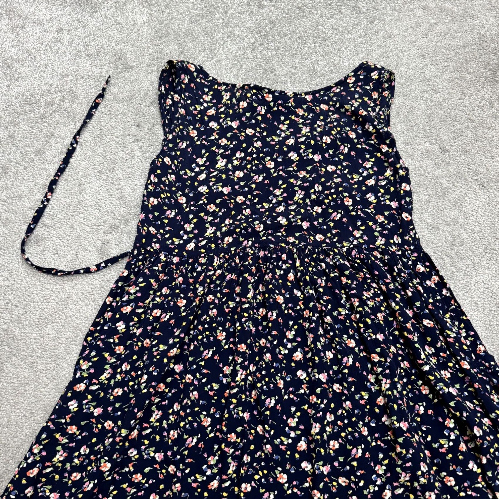 Vintage Ecote Sleeveless A-Line Fit & Flare Floral Dress Womens S Navy Blue Casual Size S / US 4 / IT 40 - 3 Thumbnail