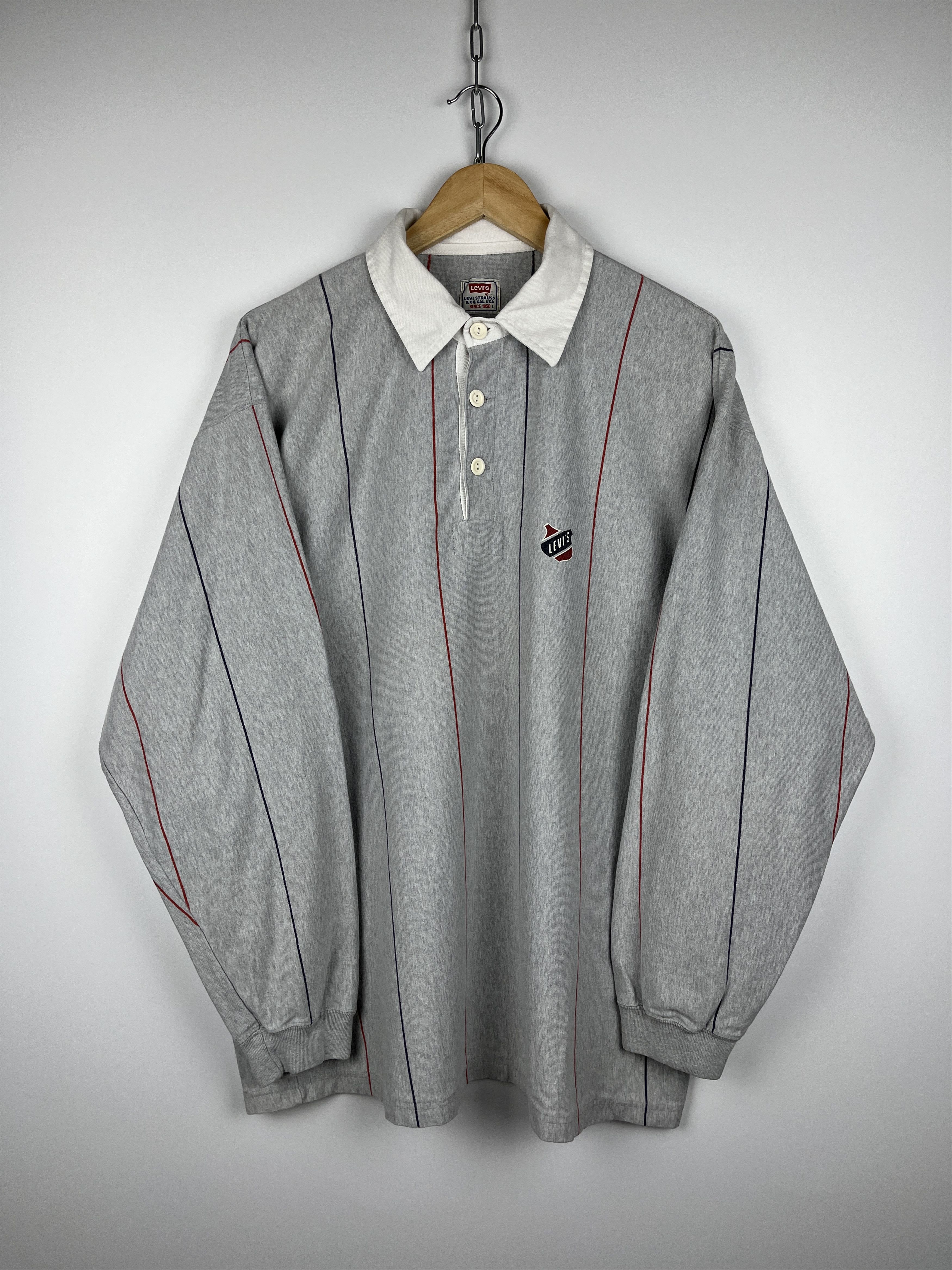 Levi's × Vintage 90's Levi's Vintage Rugby Polo Shirt Striped Long Sleeve Size US L / EU 52-54 / 3 - 7 Thumbnail