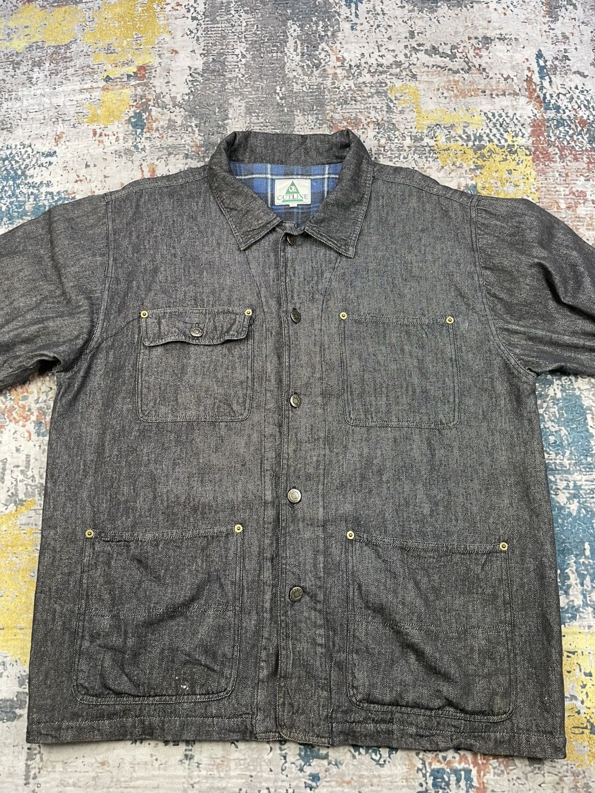 Japanese Brand Vtg Outline Chambray Flannel Lining Chore Jackets Size US M / EU 48-50 / 2 - 3 Thumbnail