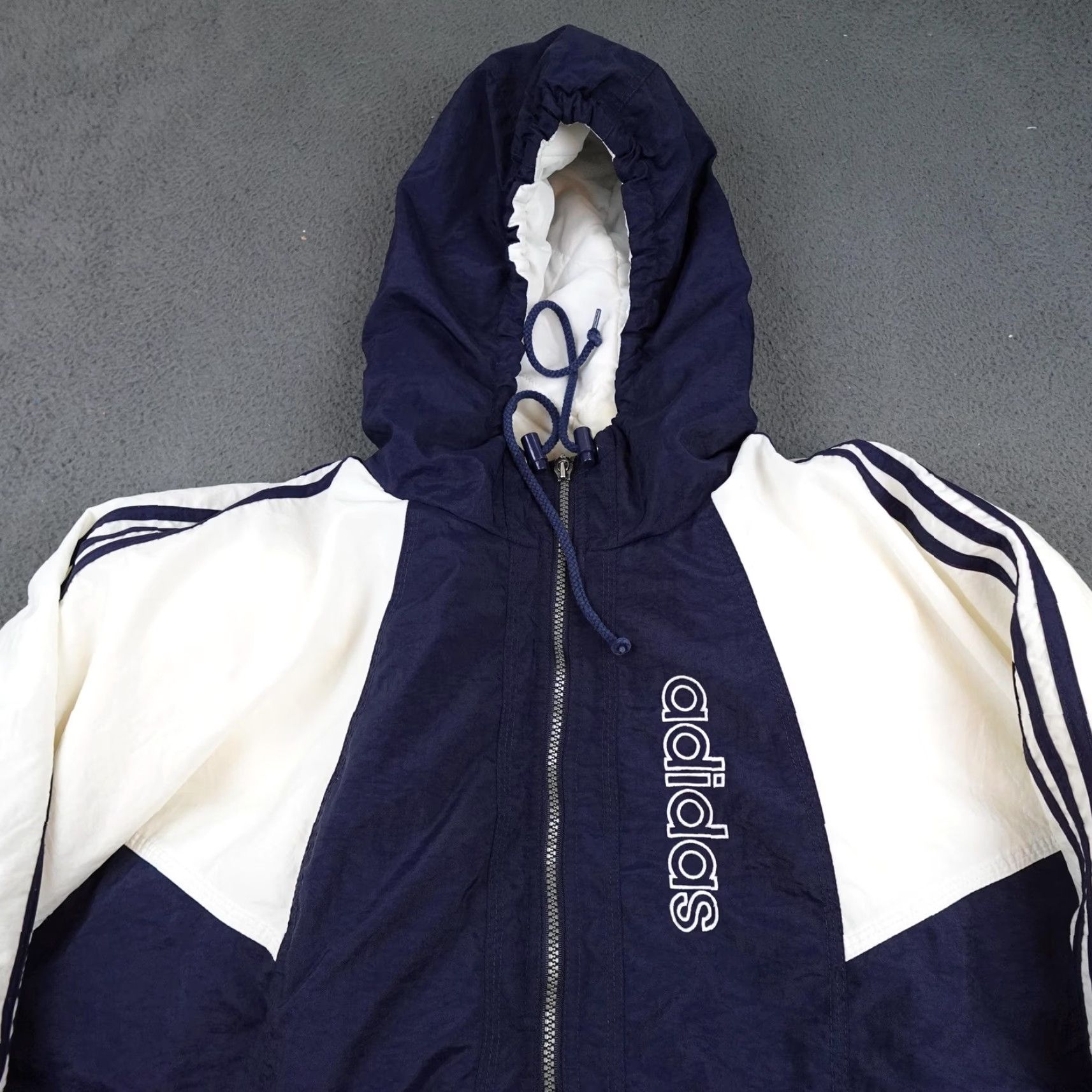 Adidas VINTAGE Adidas Jacket Mens XL Blue Windbreaker Hooded Coat 90s Sports Size US XL / EU 56 / 4 - 4 Thumbnail