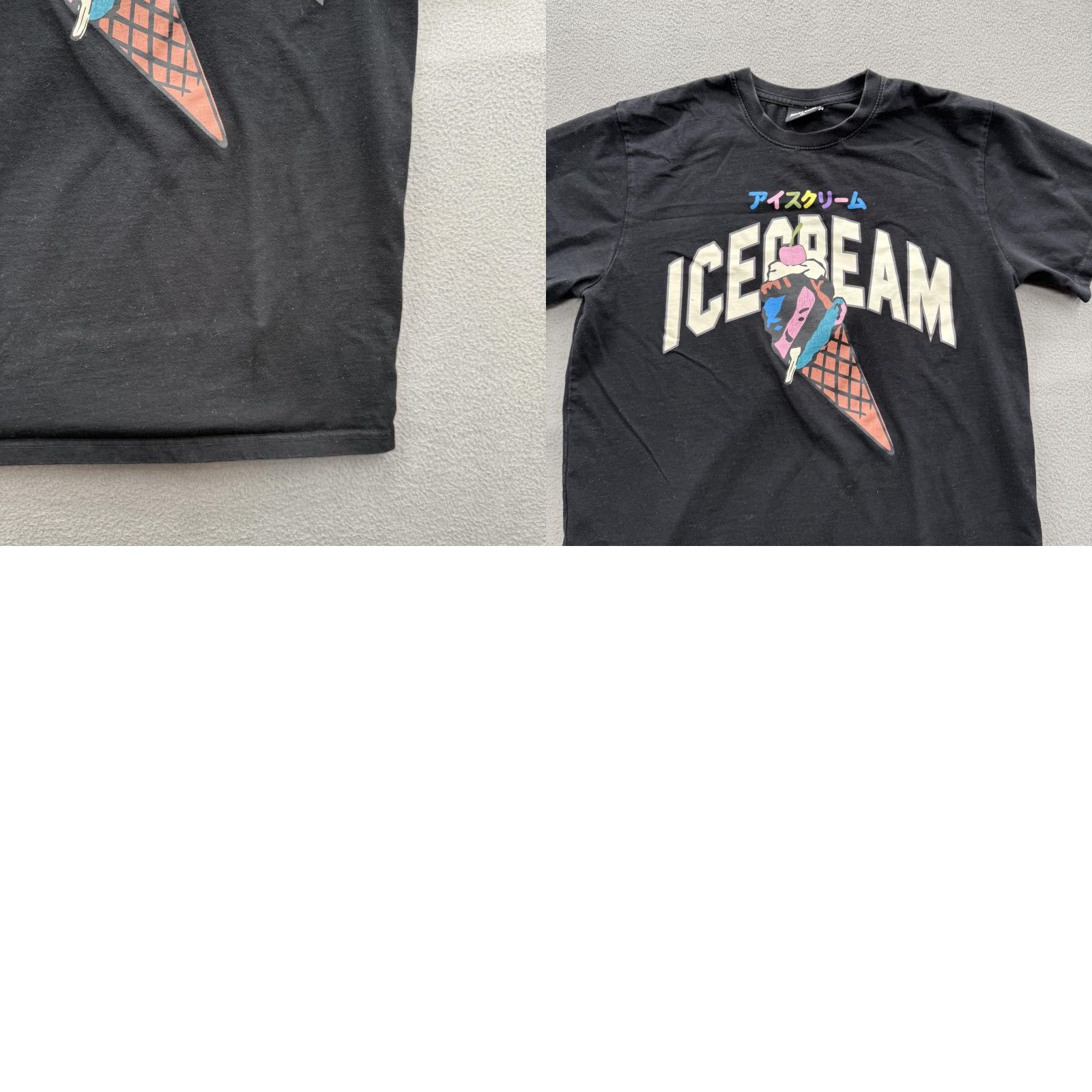 Vintage Icecream Shirt Mens M Black Graphic Tee Ice Cream Cone Japanese Logo Front Graphic Crew Neck Short Sleeve Size US M / EU 48-50 / 2 - 8 Thumbnail