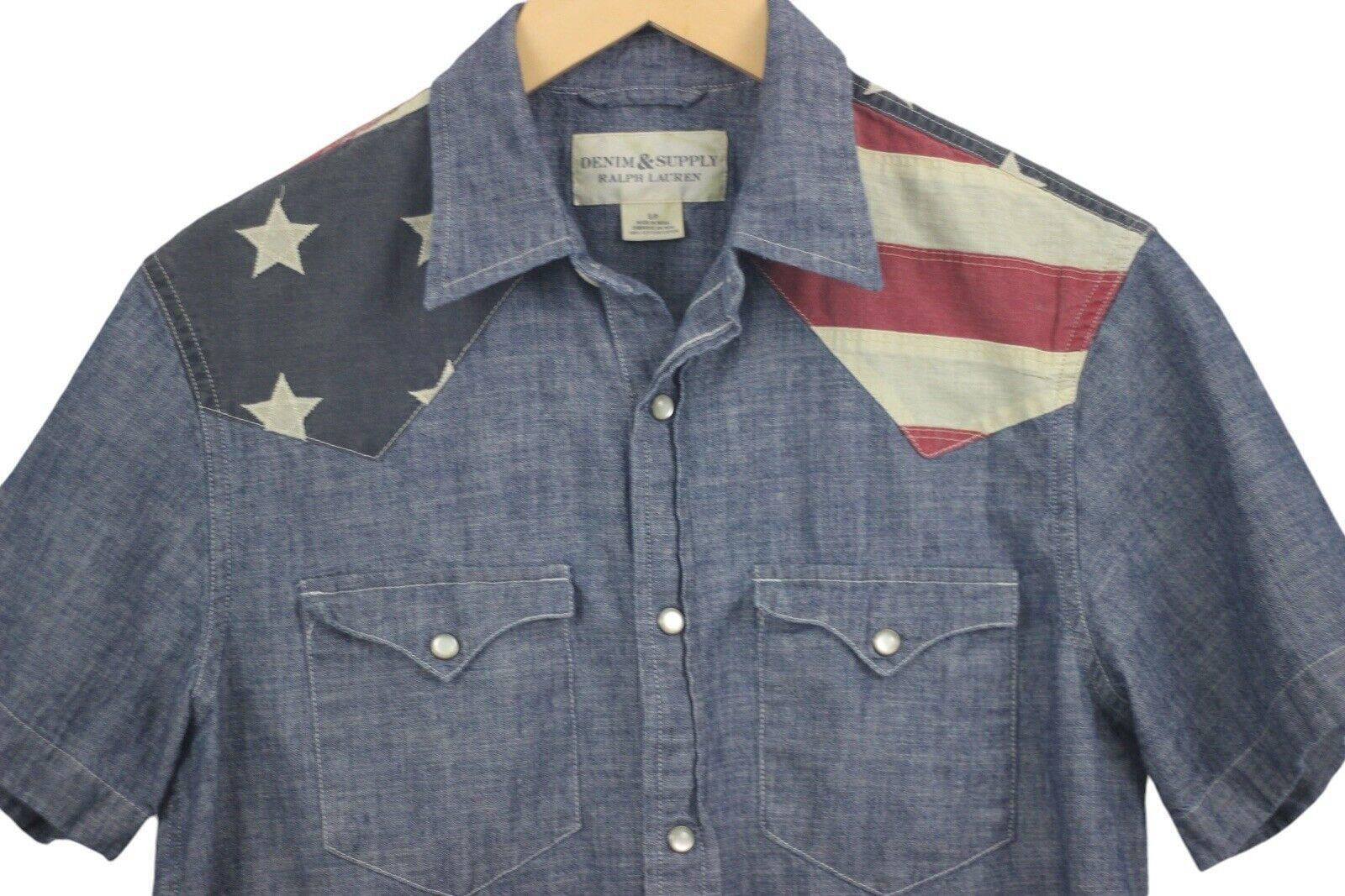 Denim & Supply Ralph Lauren Denim & Supply Ralph Lauren Pearl Snap USA Flag Shirt Sz S Size US S / EU 44-46 / 1 - 3 Thumbnail