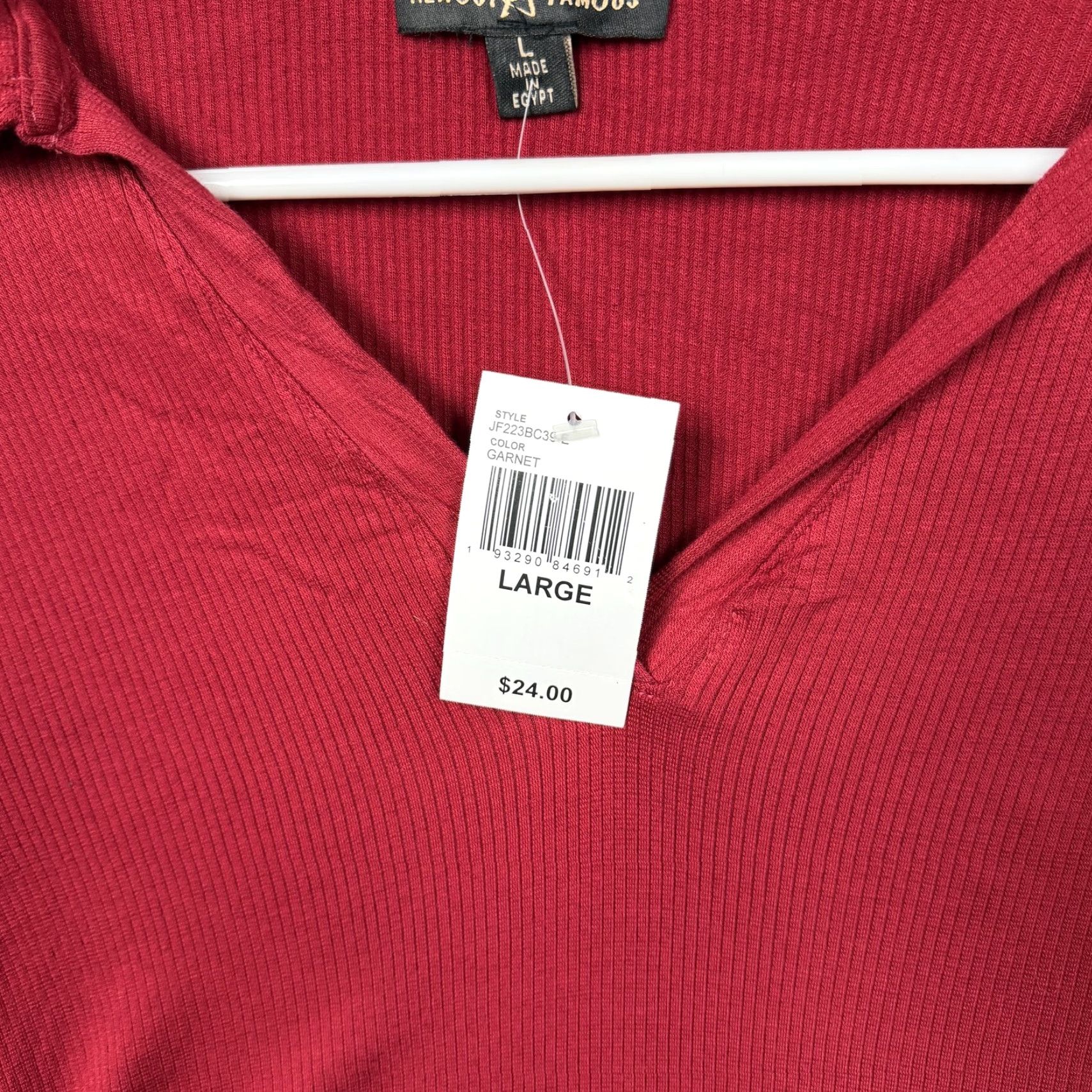 Almost Famous Almost Famous Top Womens Large Red Ribbed Knit V-Neck Cropped Preppy Y2K Size L / US 10 / IT 46 - 4 Thumbnail