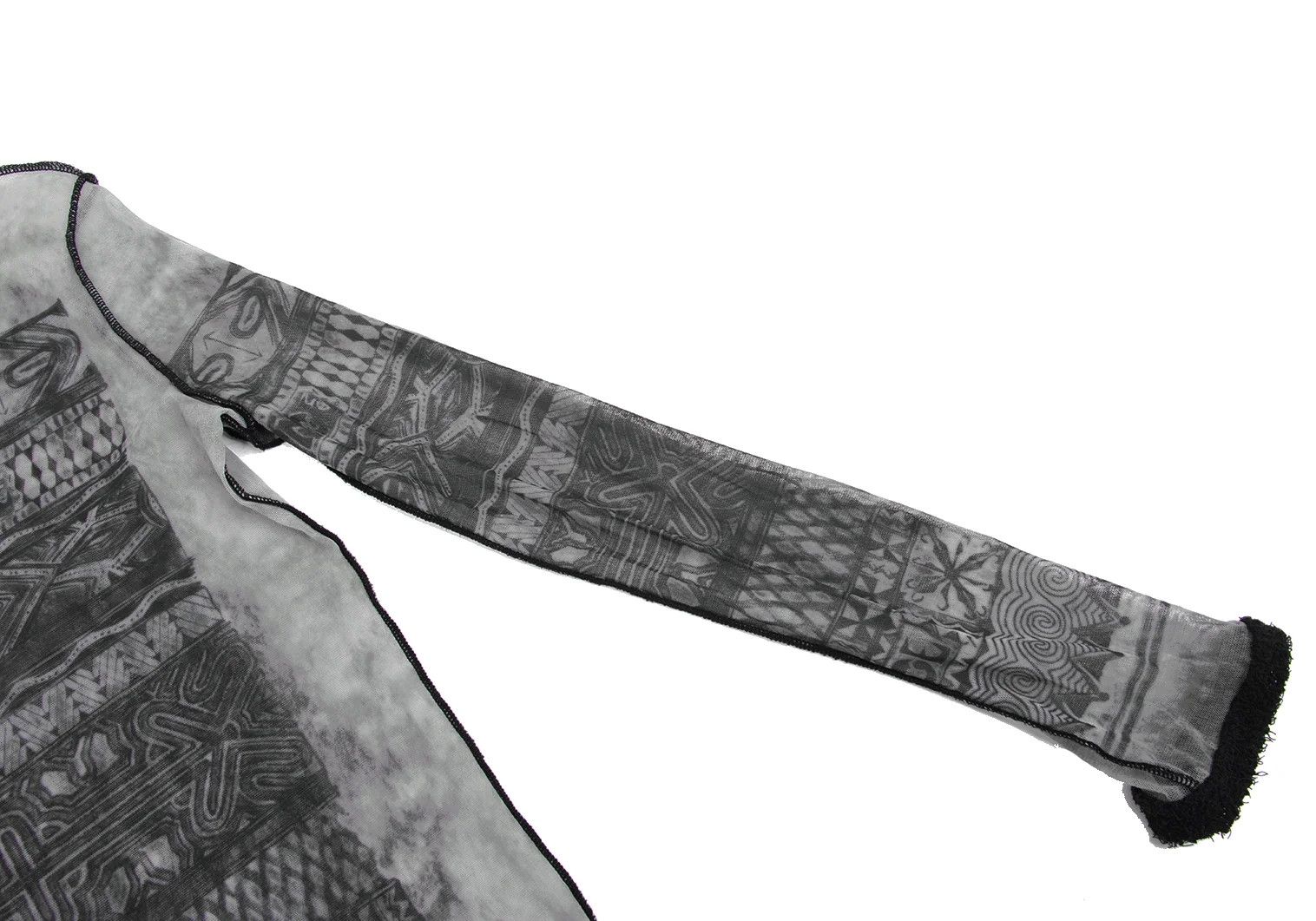 Jean Paul Gaultier Graphic Print Power Net V-Neck T-Shirt in Gray/Black Size US M / EU 48-50 / 2 - 5 Thumbnail