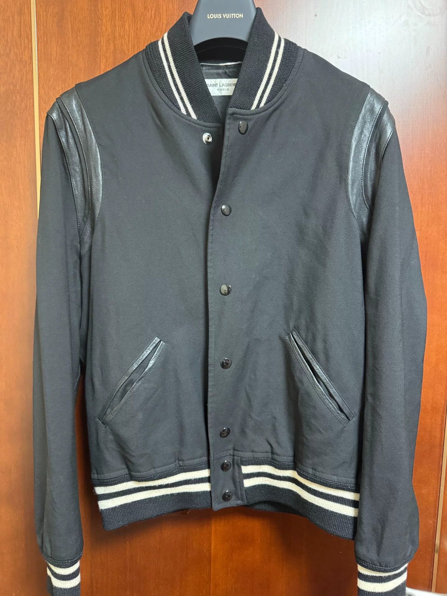 Saint Laurent Paris Saint Laurent Black Wool Leather Jacket Size US M / EU 48-50 / 2 - 1 Thumbnail