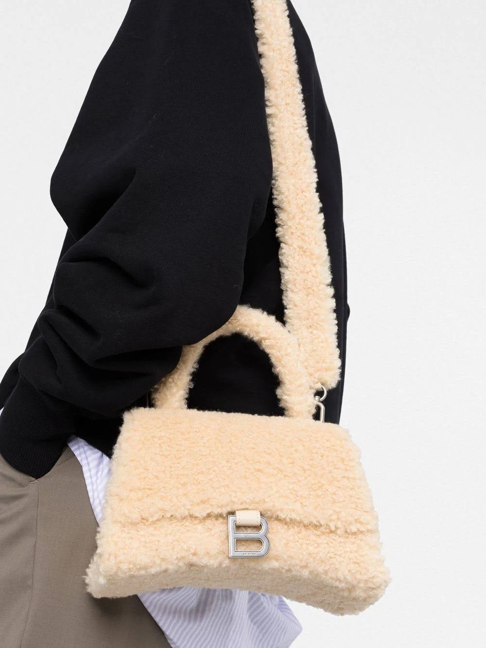 Balenciaga o1srvl11e1124 Size: OS / Furry Hourglass Small Handbag Size ONE SIZE - 4 Thumbnail
