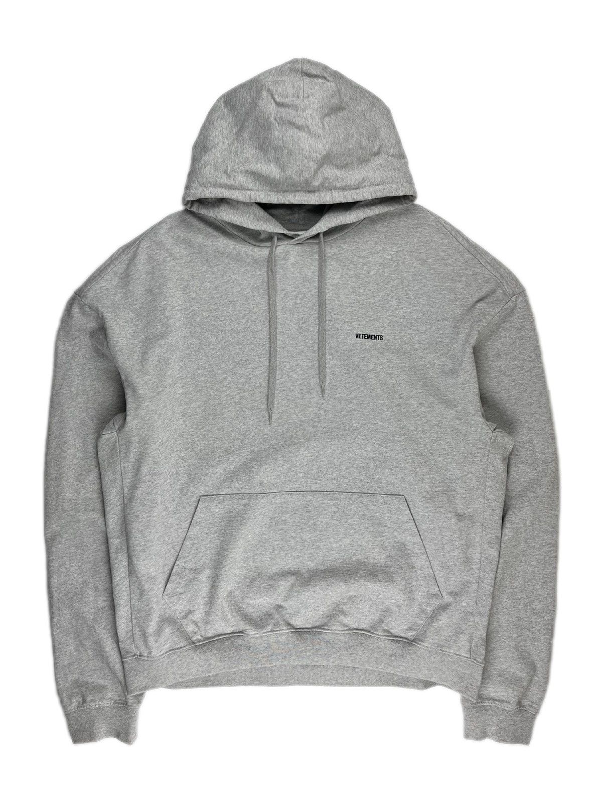 Image of Ss18 Vetements Embroidered Logo Oversized Hoodie Grey, Men's (Size Small)