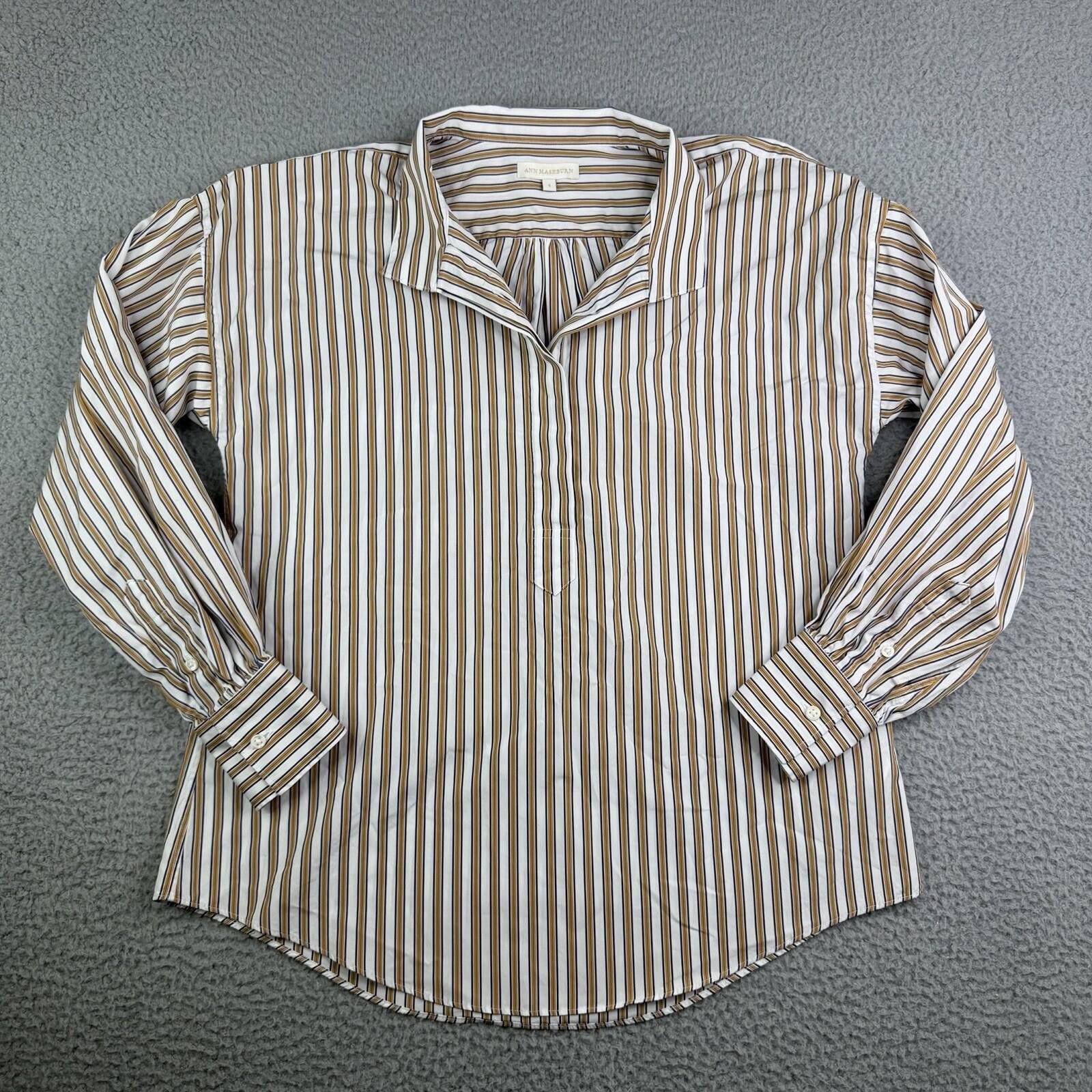 Other Ann Mashburn Cotton Striped Front Collared Shirt Women's S Size S / US 4 / IT 40 - 1 Thumbnail