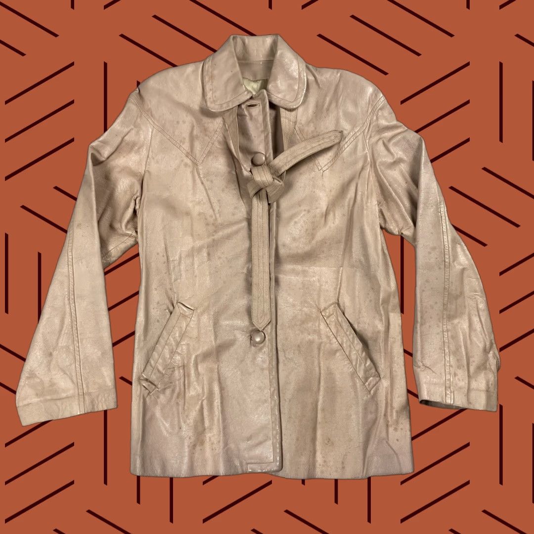 Vintage VINTAGE ALBERT ALFUS 1960s Leather Jacket M/L ROSE PINK TAN Mod/GoGo Womens Size M / US 6-8 / IT 42-44 - 1 Thumbnail