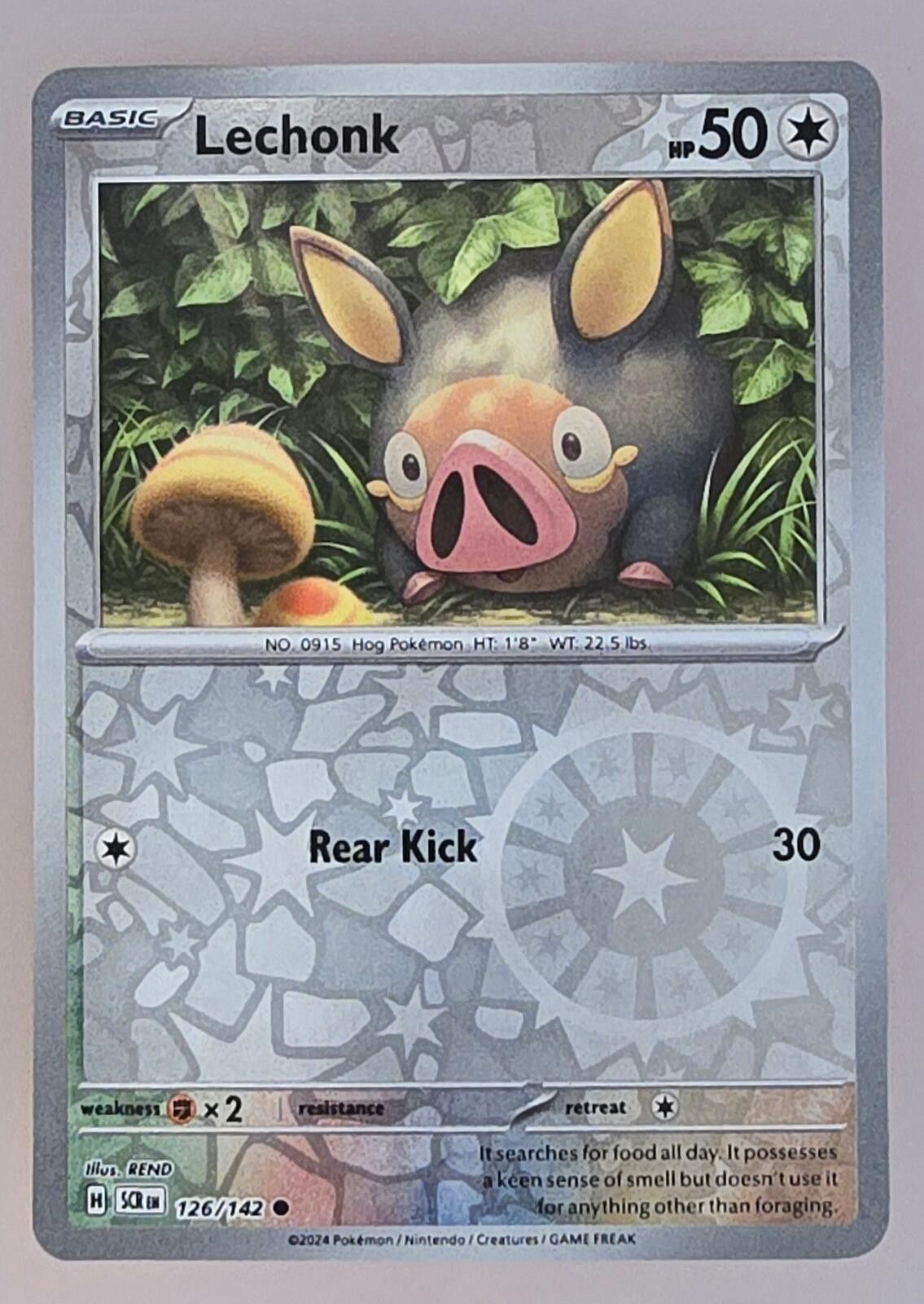 Pokemon Lechonk card, Reverse Holo Stellar Crown expansion Size ONE SIZE - 1 Thumbnail