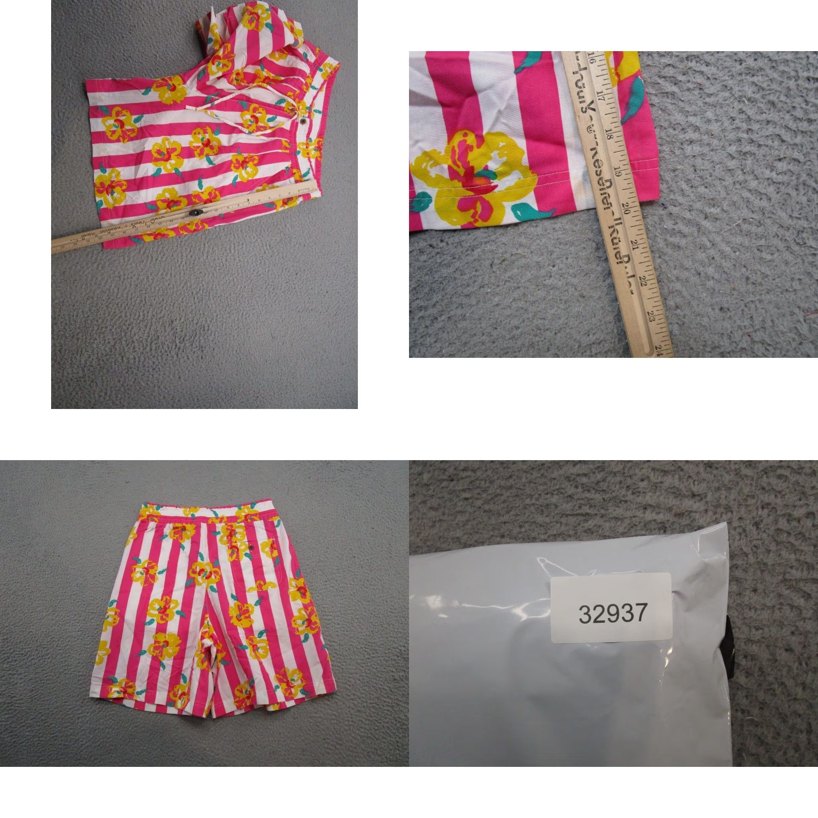Etro VINTAGE Simply Basic 90s Floral Shorts Women's L Pink Elastic Waist Striped Lightweight Summer (Adult) Womens Size 36" / US 14 / IT 50 - 8 Thumbnail