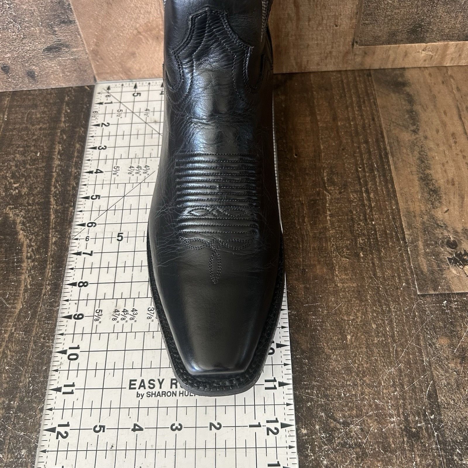 Vintage El Dorado Handmade Square Toe Black Cowboy Boots Mens 9 D Size US 9 / EU 42 - 7 Thumbnail