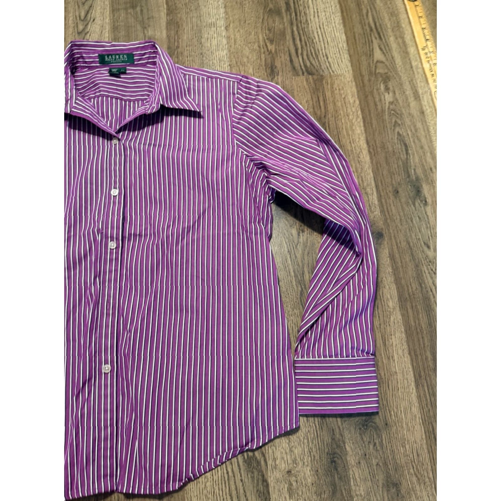 Ralph Lauren Lauren Ralph Lauren Shirt Womens Petite Large Purple Black White Button Up Size L / US 10 / IT 46 - 4 Thumbnail