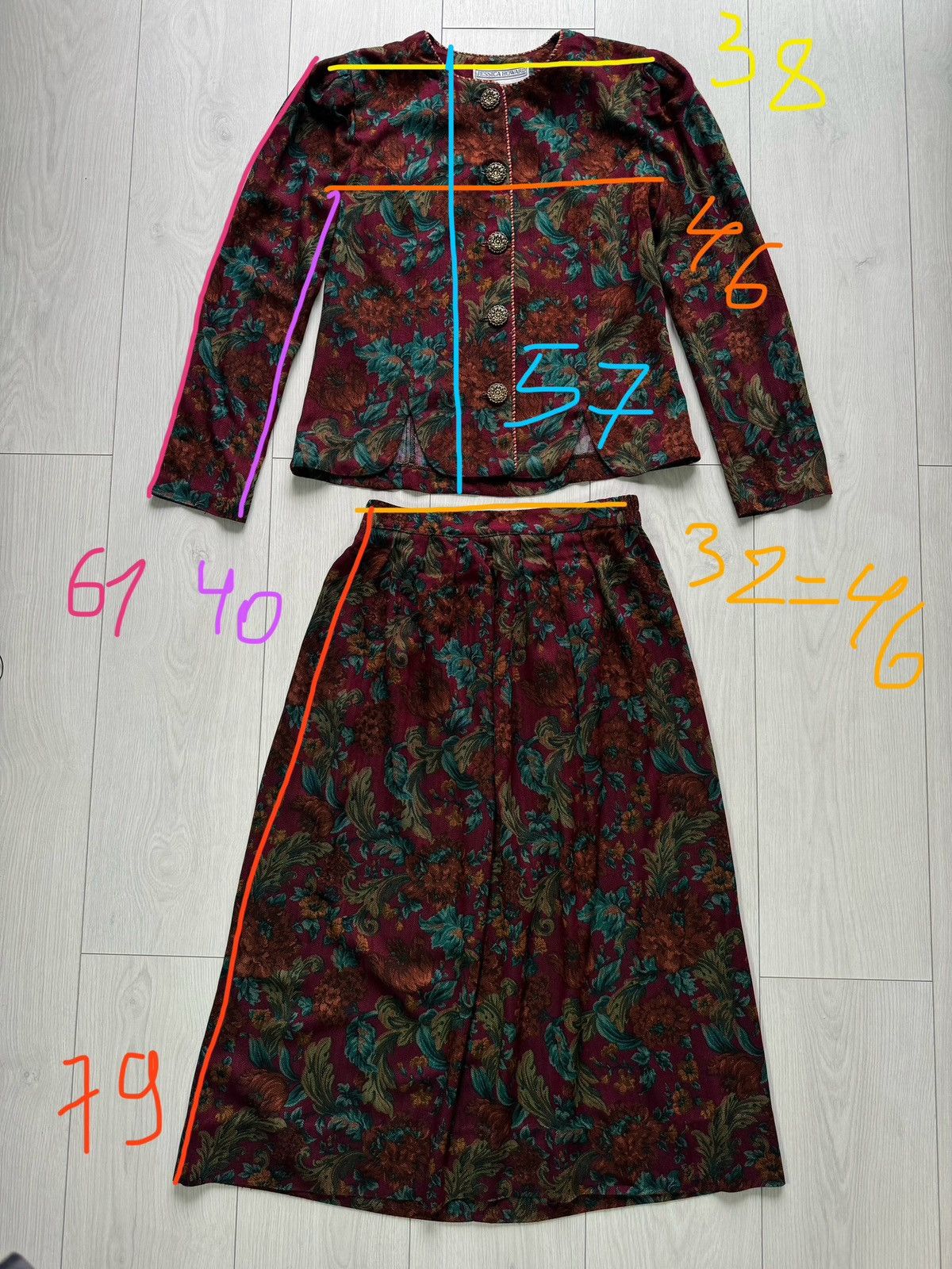Designer × Vintage Jessica Howard Floral Skirt Suit & Blouse-Jacket Vintage Size 30" / US 8 / IT 44 - 7 Thumbnail