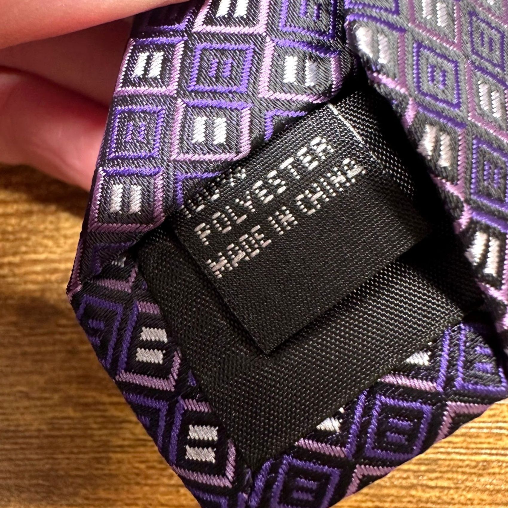 Coogi COOGI Tie Geometric Purple Black Silver Polyester Neck Tie 3.25" 58" Mens Size ONE SIZE - 4 Thumbnail
