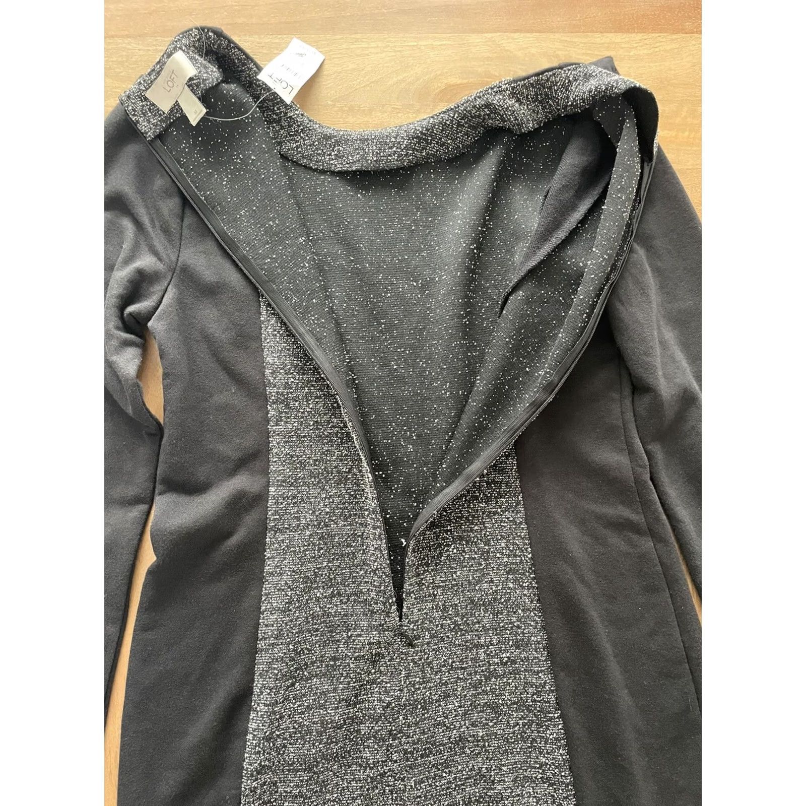 Ann Taylor Ann Taylor LOFT Women’s Colorblock Dress with Black Slimming Sides Size M Gray Multicolor Midi 3/4 Sleeve Size M / US 6-8 / IT 42-44 - 5 Thumbnail